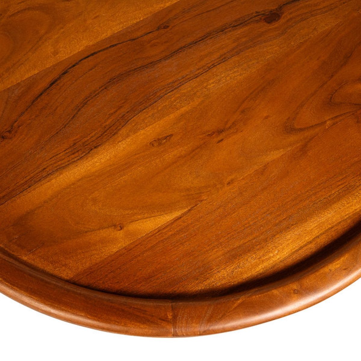 Liadomo Couchtisch Bettina, Tischplatte rund, massives Akazienholz, Metallgestell schwarz