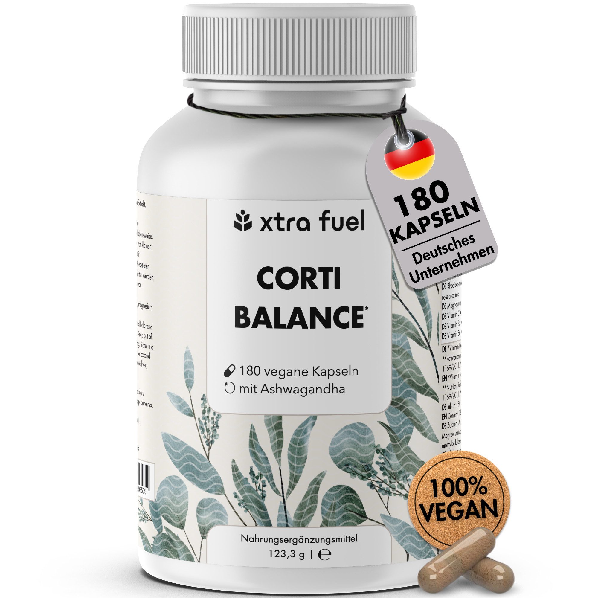 XTRA FUEL Corti Balance* -Cortisol Kapseln* - Ashwagandha, Rhodiola & Vitamin B6 Kapsel, 123.3 g