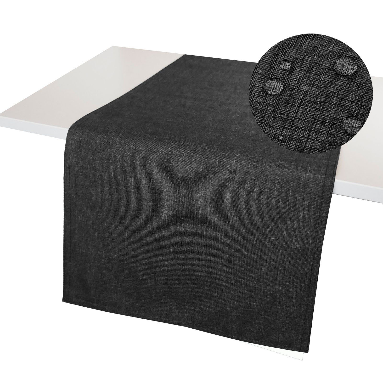 Tischläufer Lotuseffekt Fleckschutz Brilliant waschbar LEINEN-OPTIK Dunkelgrau Tischläufer Windstabil,