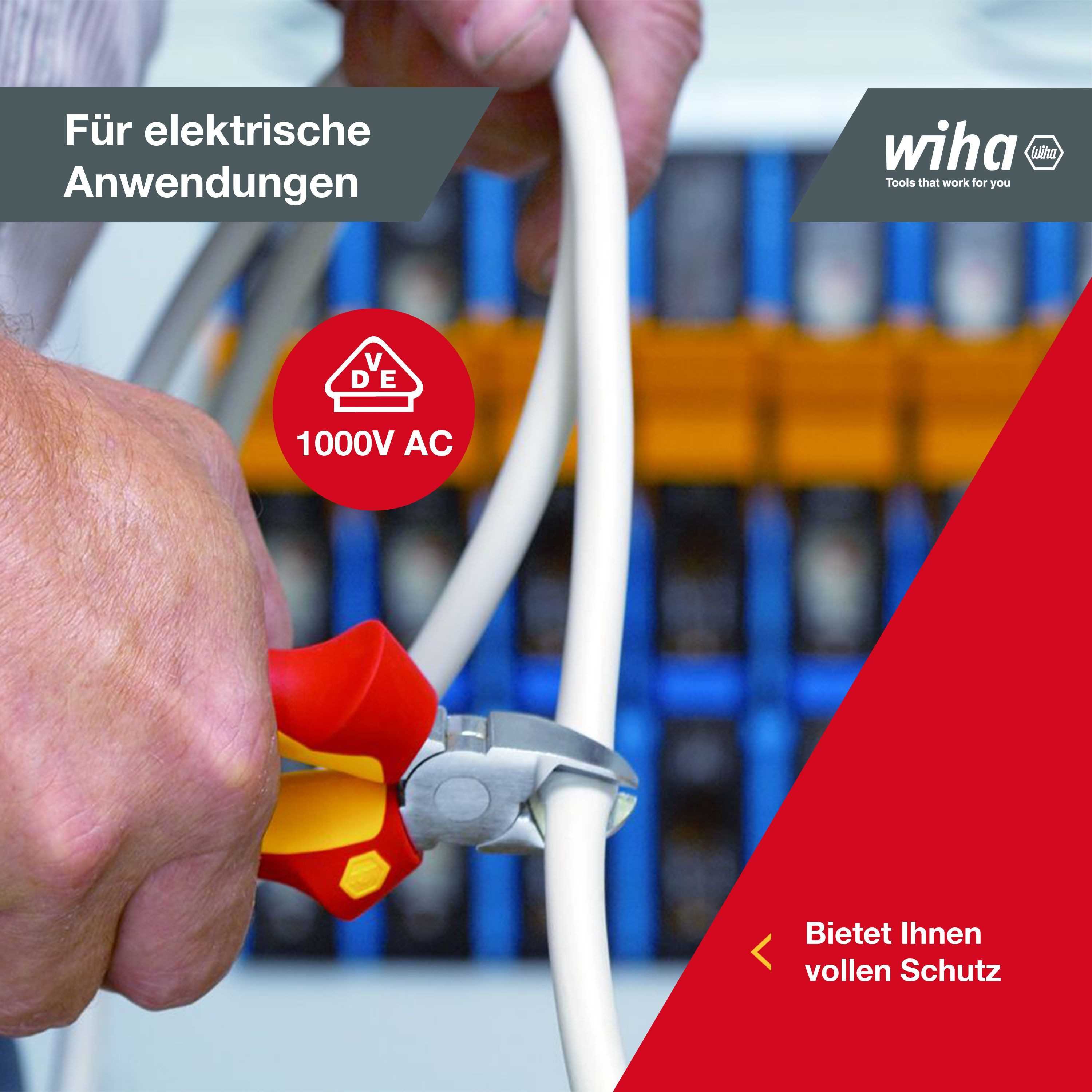 Wiha Zangenset Professional electric (26852) - 3 tlg., 3-tlg., Kombizange 180 mm, Flachrundzange 200 mm, Seitenschneider 160 mm, VDE – Bild 5 von 5