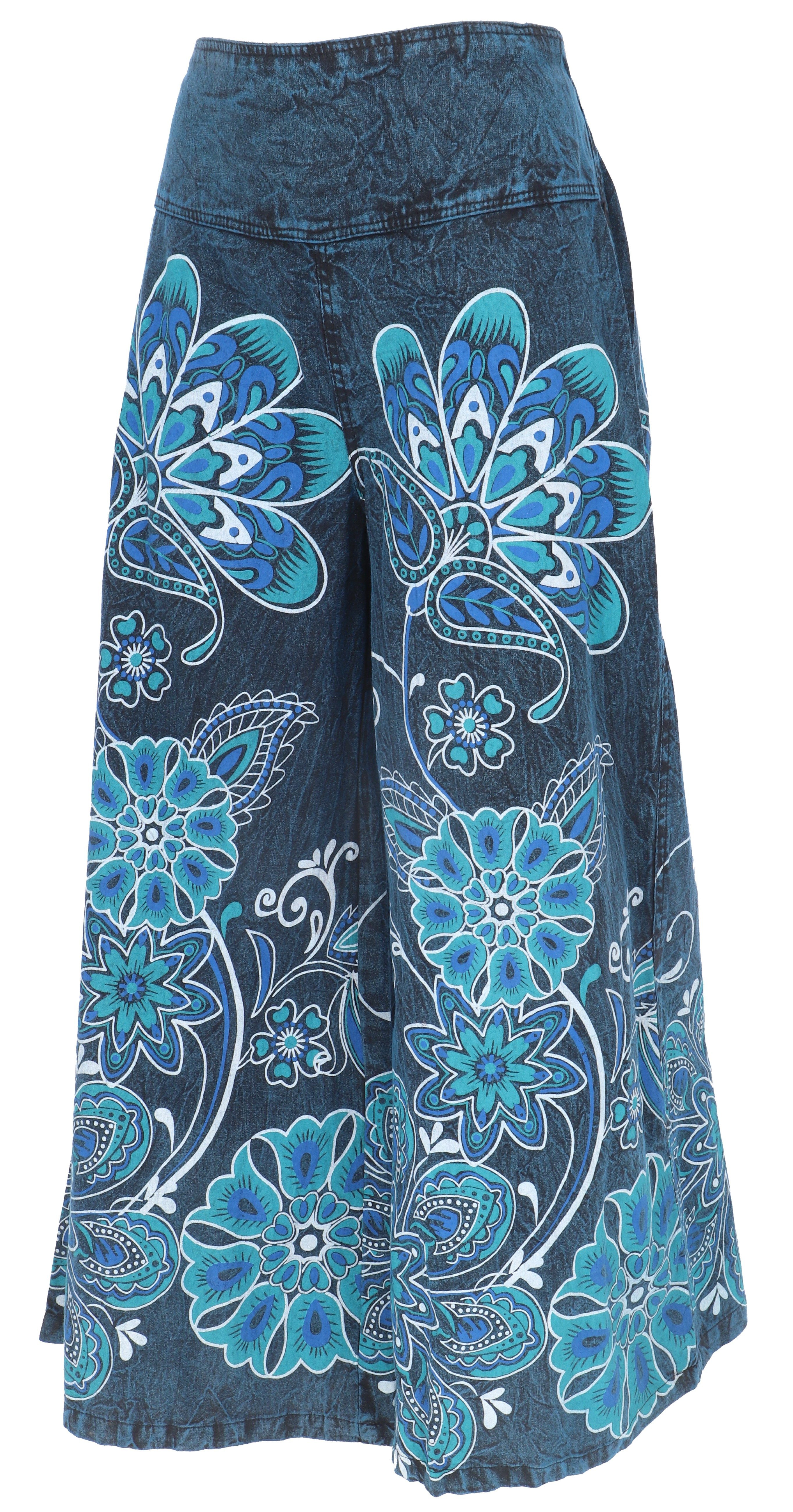 Guru-Shop Relaxhose Palazzohose, Boho Flower Power Baumwollhose,.. alternative Bekleidung