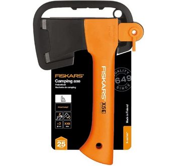 Fiskars Universalaxt Spaltaxt 23cm X5, ideal für Camping, Axt zum Holz Hacken Freizeitbeil, 564 g, 23,00 cm Länge, (Gartenaxt Baumaxt Axe Spalthammer Hacke Baum, Äxte, Holz Spalter, Outdoor Holzbeilaxt, Freizeitbeil Campingbeil), Antihaftbeschichtet, Axt Holz spalten, Hochwertige Stahl-Klinge Beil