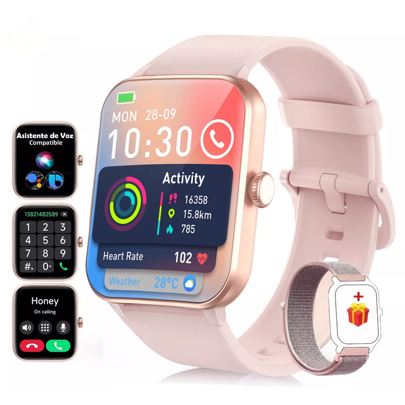 blackview Smartwatch Damen Herren mit 5 Tagen Akkulaufzeit,1,85" HD Touchscreen Smartwatch (1.85 Zoll, iOS/Android), mit Wechselband aus weichemSilikon und Ladekabel, KI-Sprachassistent, Herzfrequenz,SpO₂,Schlaf,100+ Sportmodi, 2 Armband