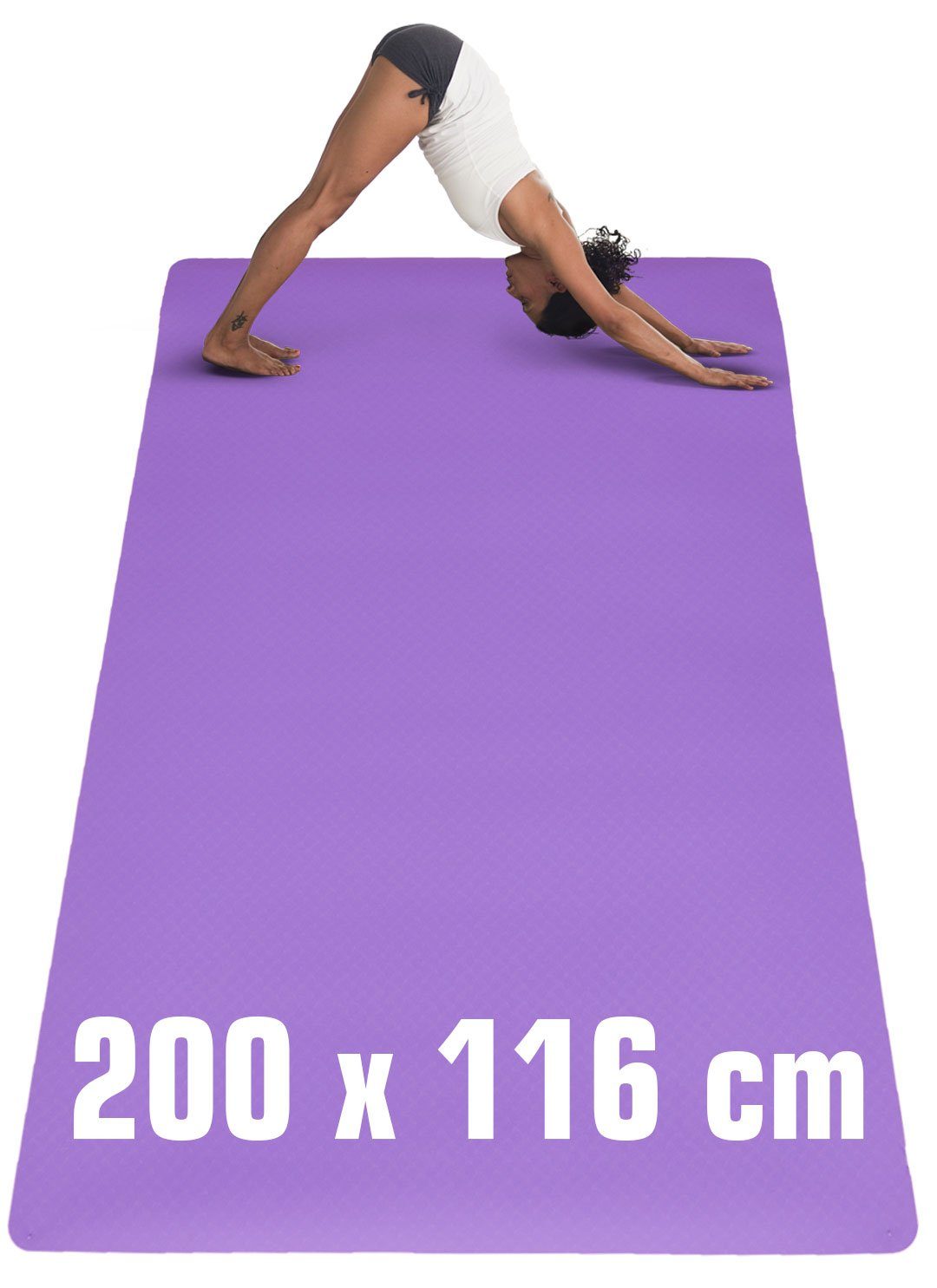eyepower Yogamatte 200x116 - XL Sportmatte - 6mm Fitnessmatte - Große TPE Trainingsmatte, Rutschfeste Workout Matte für Zuhause - Bodenmatte ohne Latex & PVC