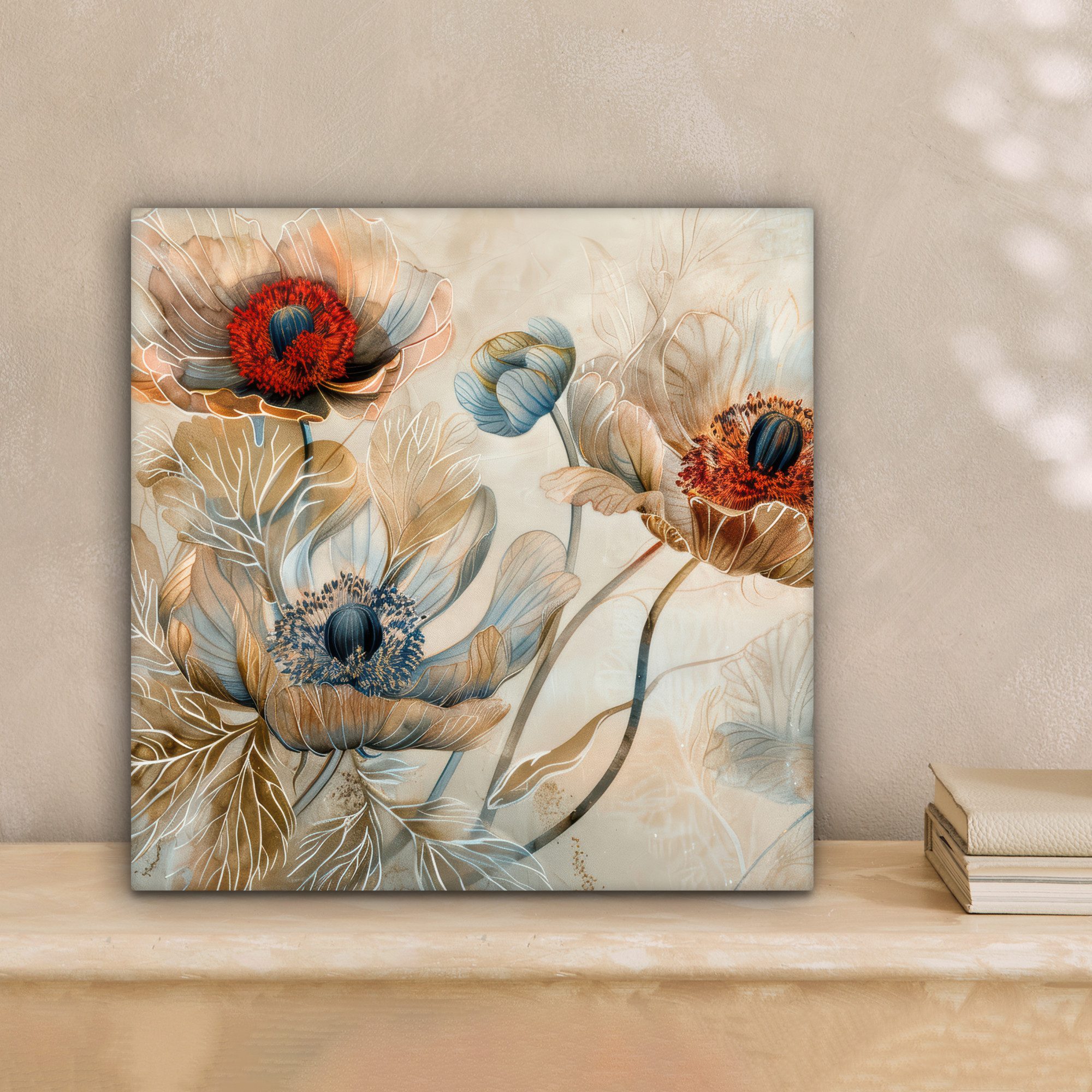 OneMillionCanvasses® Leinwandbild Blumen - Beige - Modern - Illustration, F günstig online kaufen