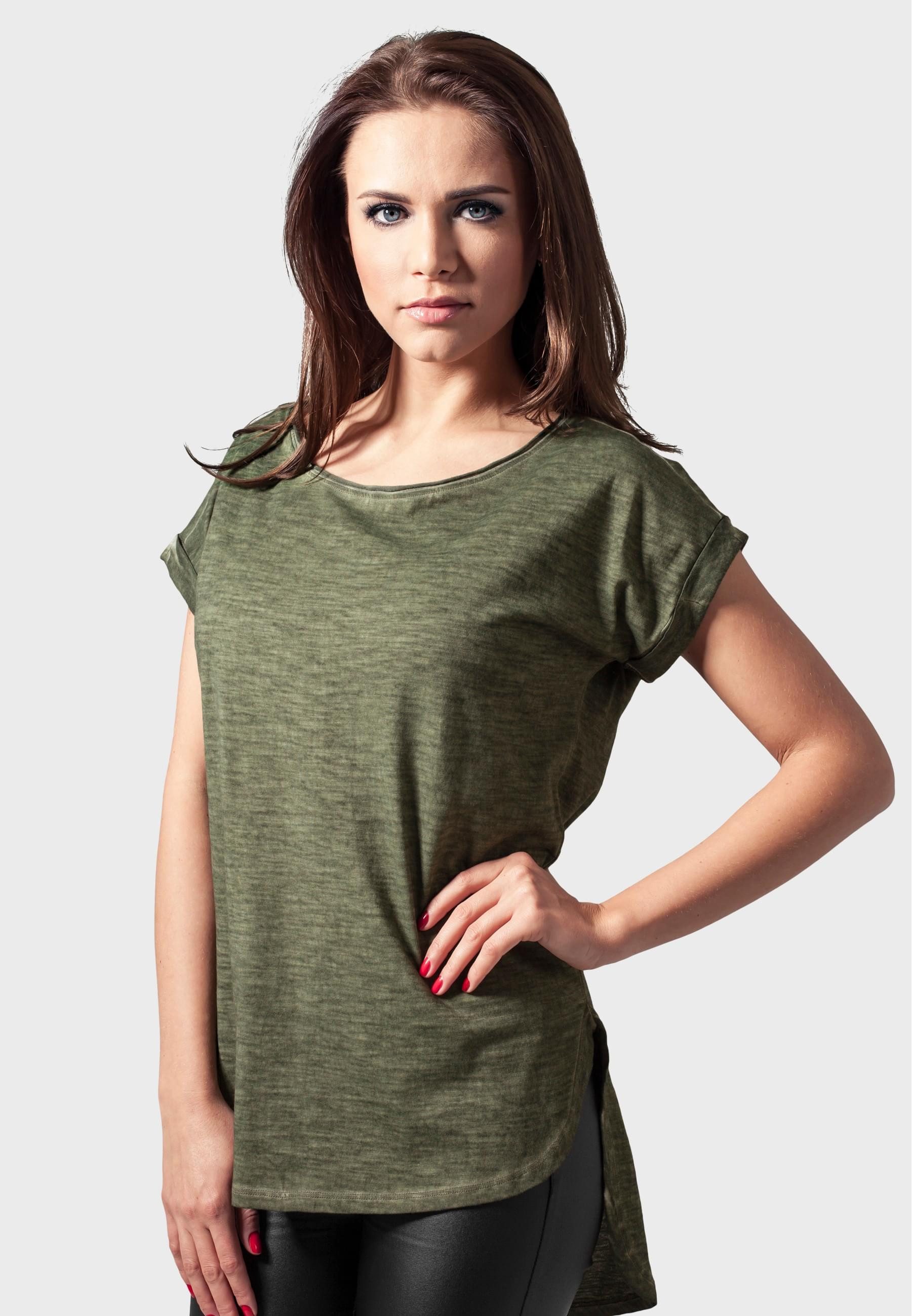 URBAN CLASSICS Kurzarmshirt Urban Classics Damen Ladies Long Back Shaped Sp günstig online kaufen