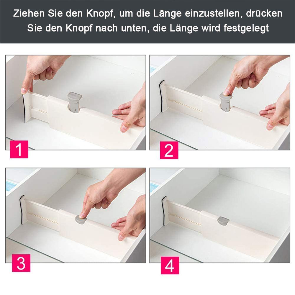 NUODWELL Schubladeneinsatz Schubladenteiler 4 Verstellbare Schubladentrenner Stück Organizers,
