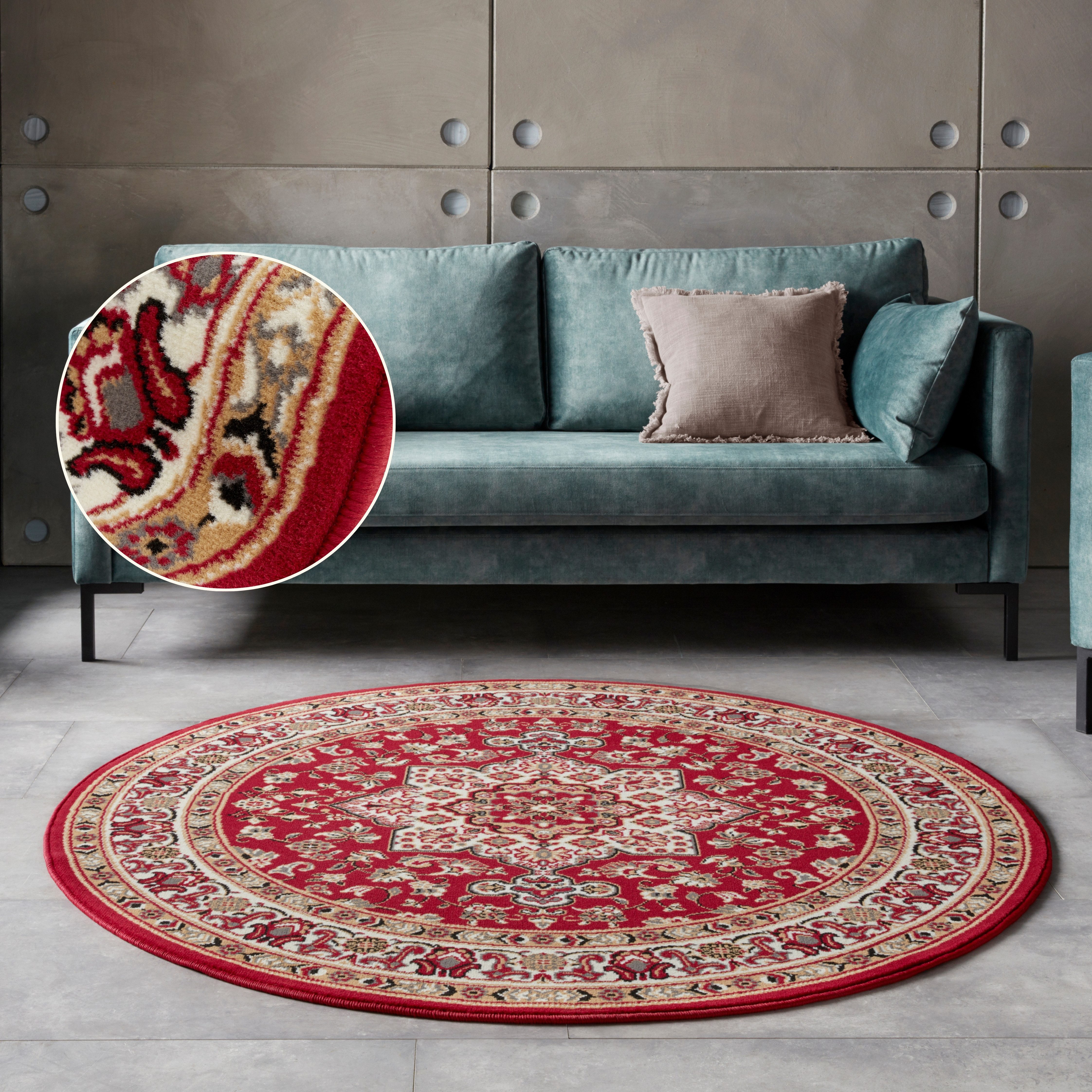 HANSE Home Teppich Parun Täbriz, rund, Höhe: 9 mm, Kurzflor, Orient, Teppich, Vintage, Esszimmer, Wohnzimmer, Flur