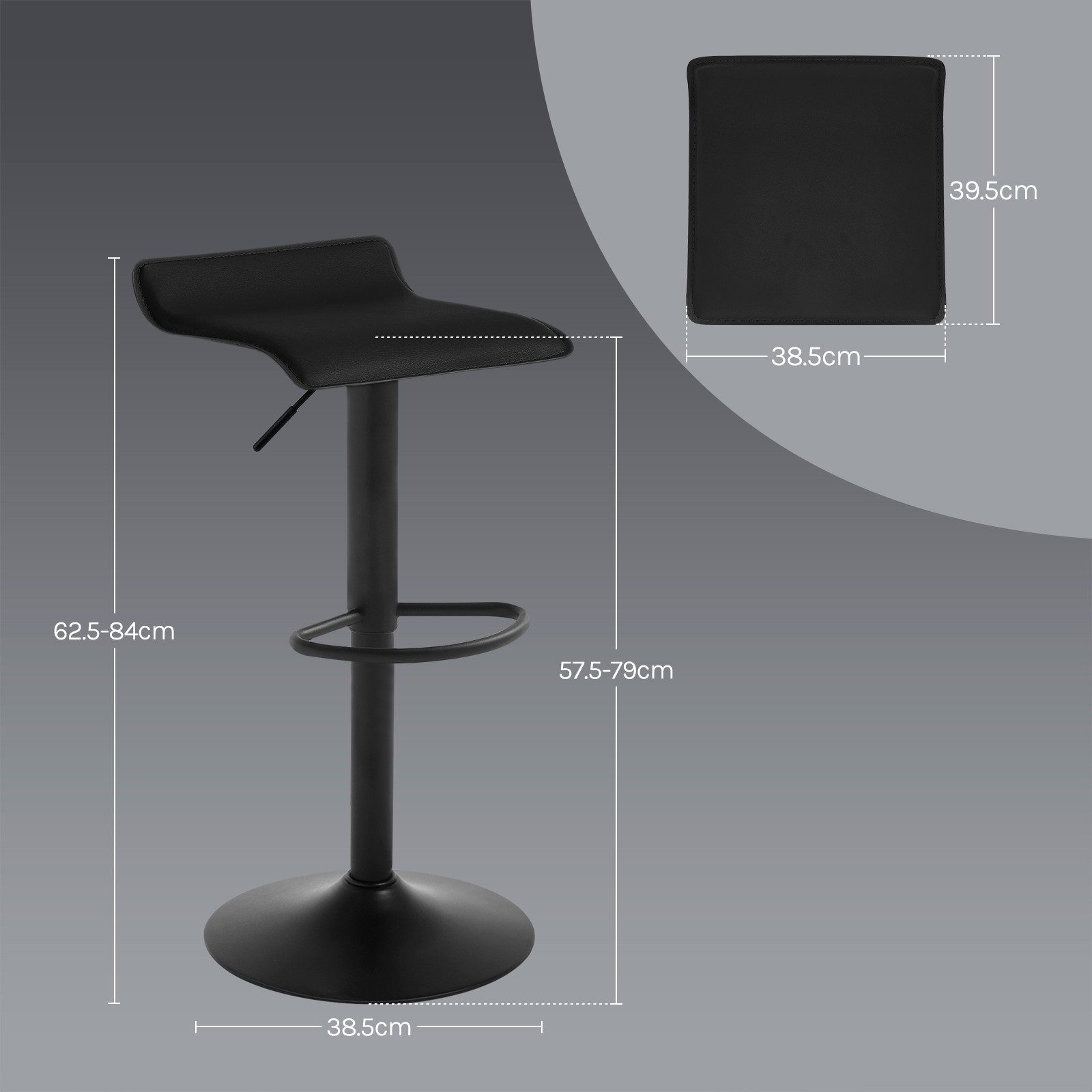 Woltu Barhocker (1 St), Design Hocker stufenlose Höhenverstellung Kunstleder