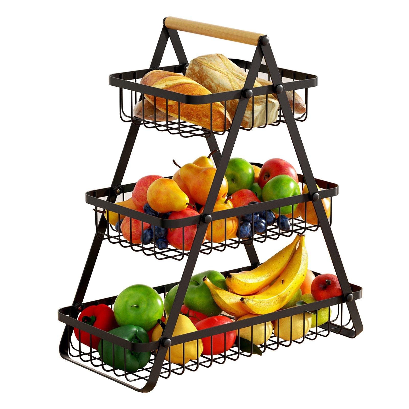 HYIEAR Obstschale 3-stöckiger Obst Etagere, Edelstahl Obstkorb, abnehmbarer Obstschale, (Set, 1-tlg), Multifunktionales Lagerregal. Für Snacks, Gewürzflaschen usw. geeignet