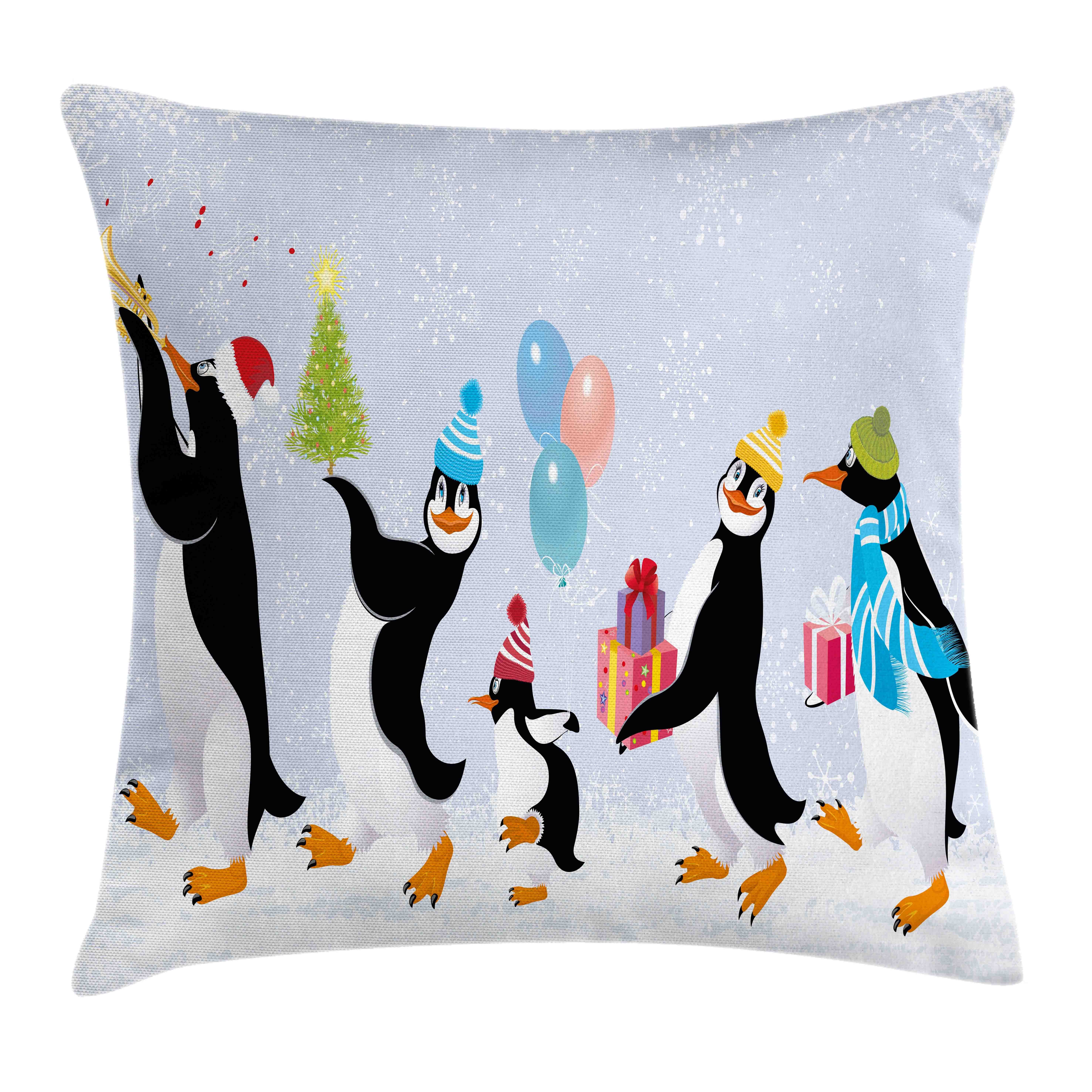 mit Kissenbezüge Reißverschluss Caps Kissenhülle Farbfesten Penguins Druck, (1 Farben Beidseitiger Stück), Weihnachten in Abakuhaus