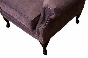 JVmoebel Ohrensessel Sessel Chesterfield Textil Lounge Club Polster Lila Luxus Ohrensessel, Made In Europe