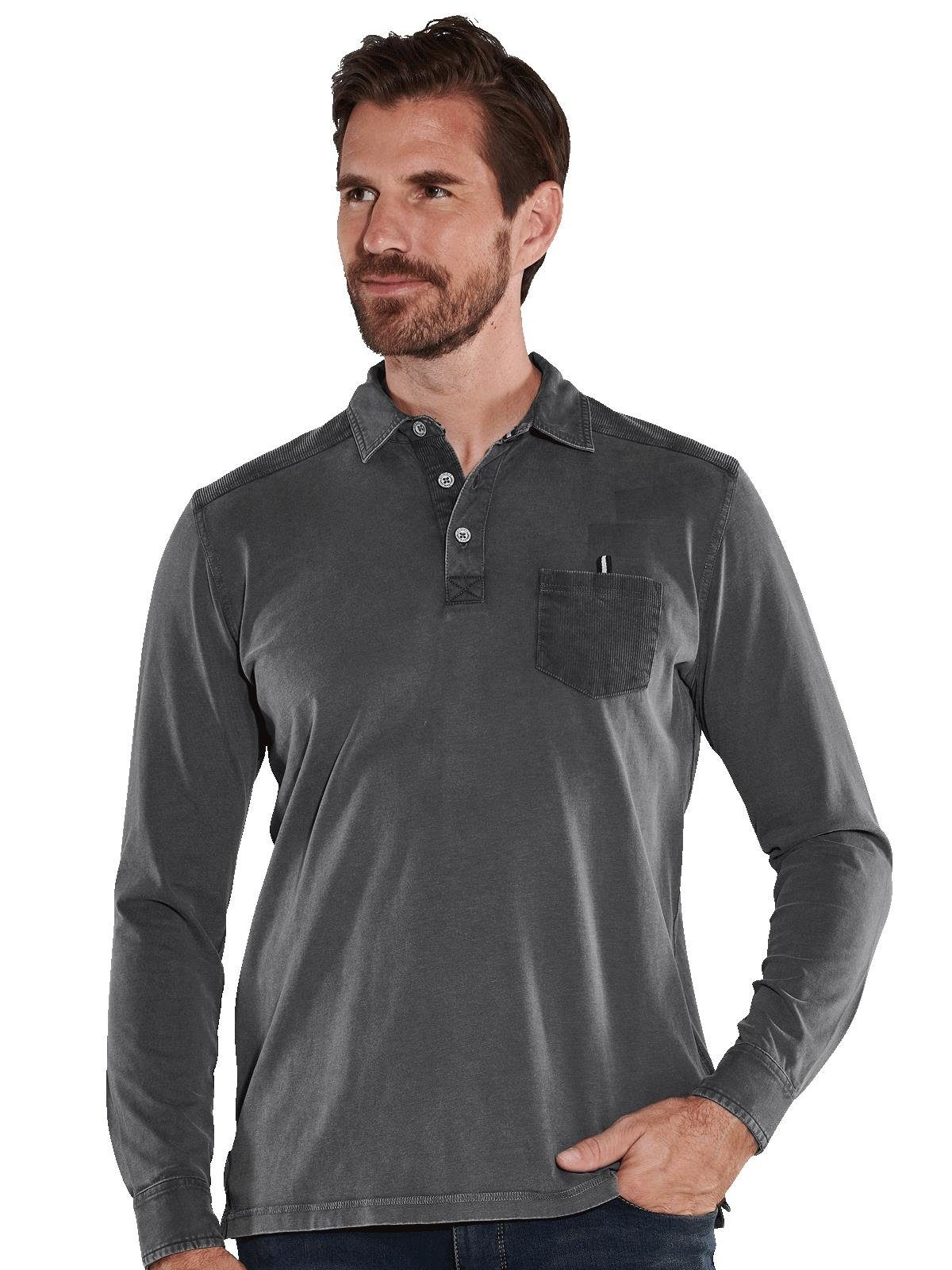 Engbers Langarm-Poloshirt engbers Herren Langarm-Shirt mit Polokragen, Grau