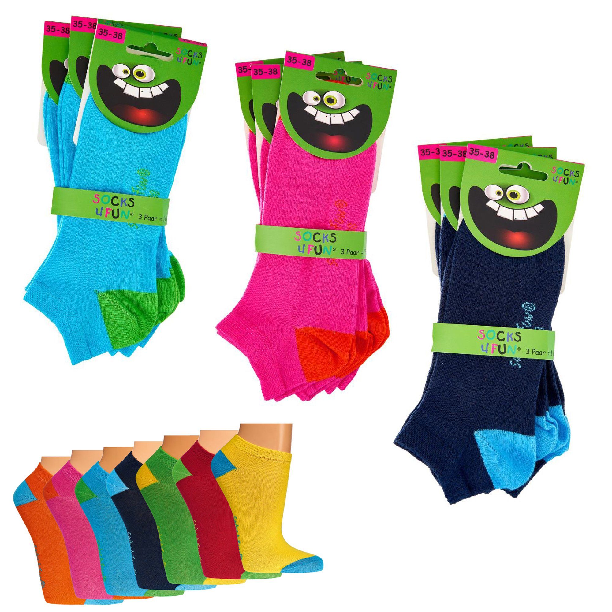 Socks 4 Fun Sneakersocken 3184 (Packung, 9-Paar, 9 Paar) unifarbene Kinder Socken Sneakersocken Jungen Mädchen