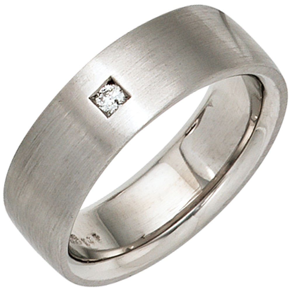 Schmuck Krone Silberring Ring Damenring mit Diamant Brillant 925 Silber mattiert Fingerschmuck, Silber 925