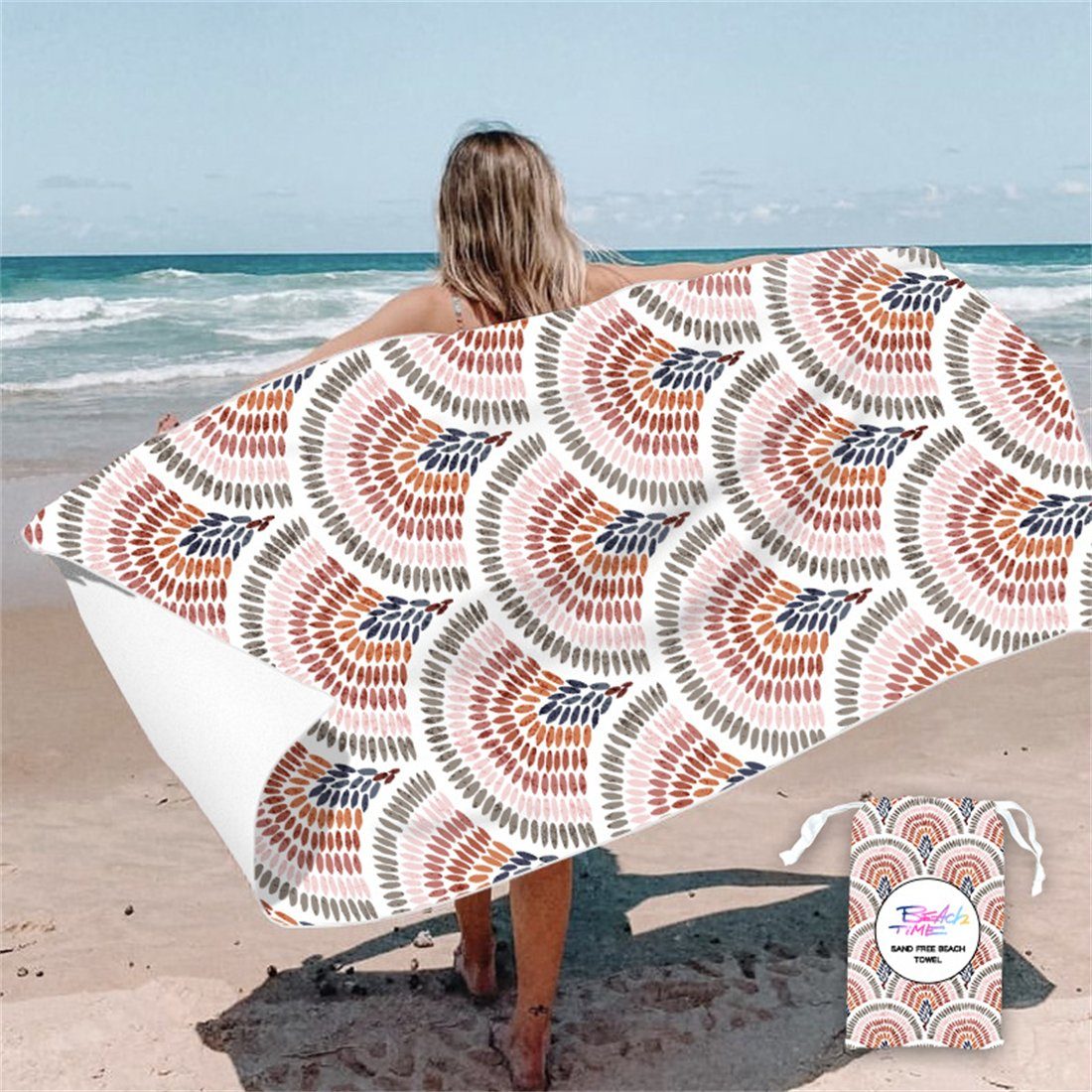 YOOdy~ Strandtücher Strandtuch,strandhandtuch (1-St), 80 x 160 cm,schnell trocknet Abstrakter Sonnenaufgang