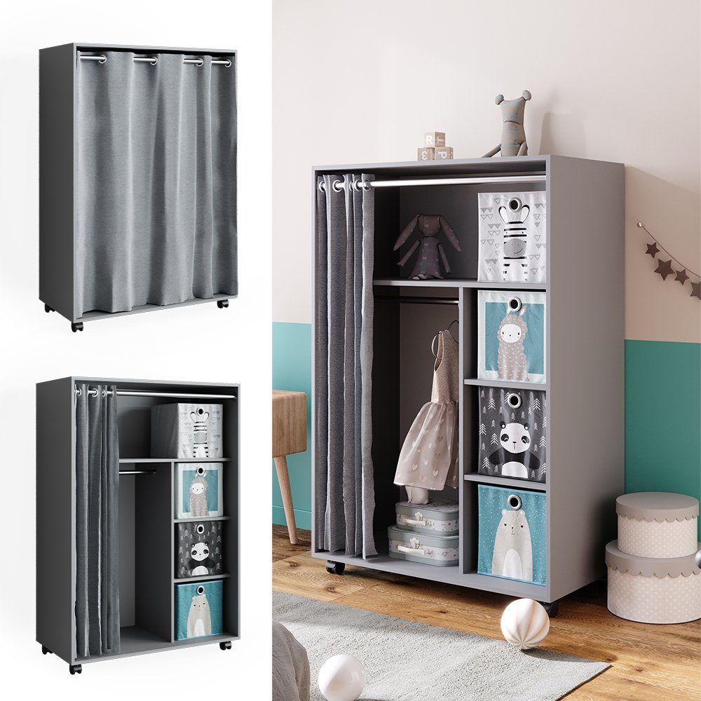 Vicco Kleiderschrank Doros, Grau, 100 x günstig online kaufen