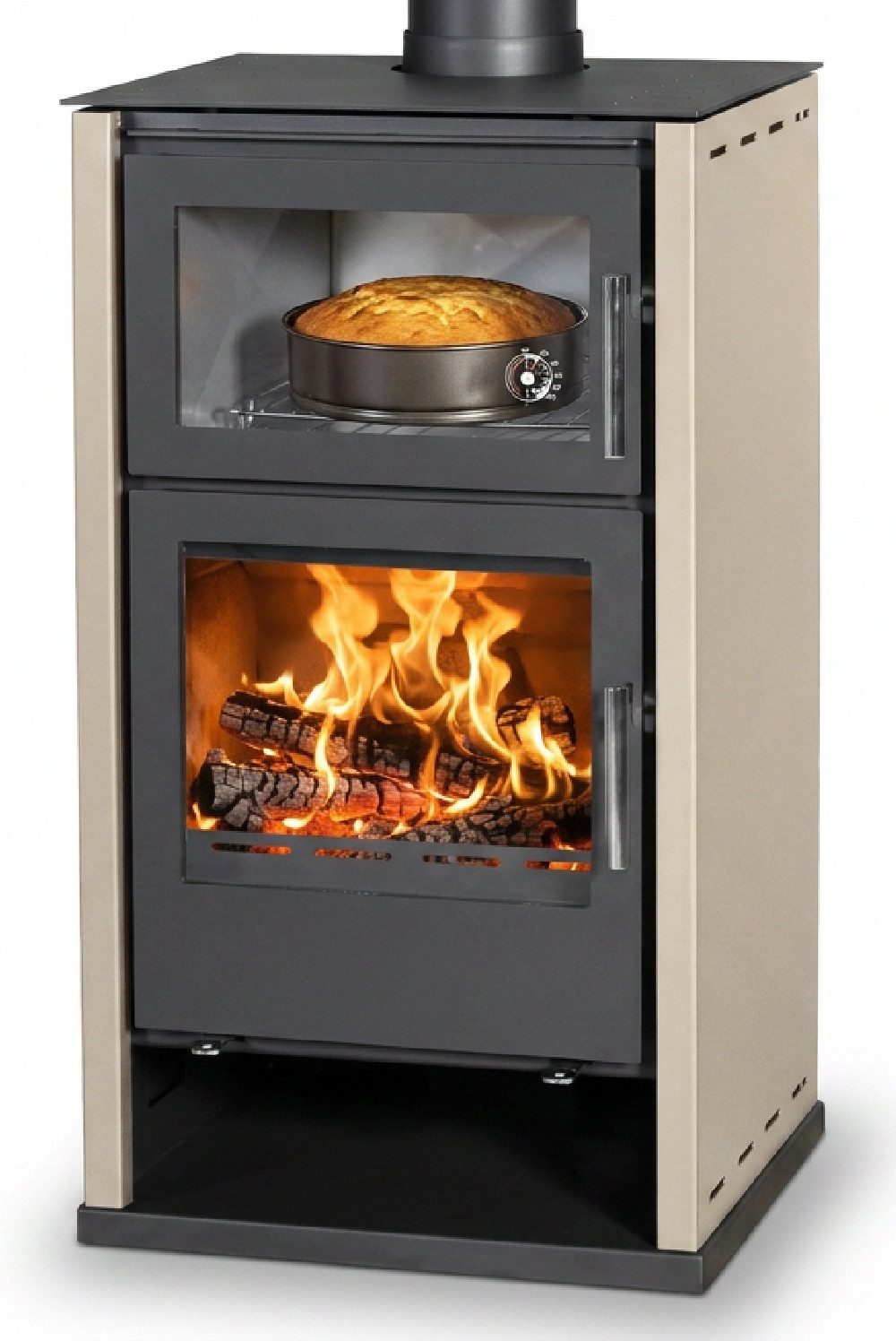 Victoria 05 Kaminofen Regina F ivory mit Backfach + ext. Zuluft, 8,7 kW