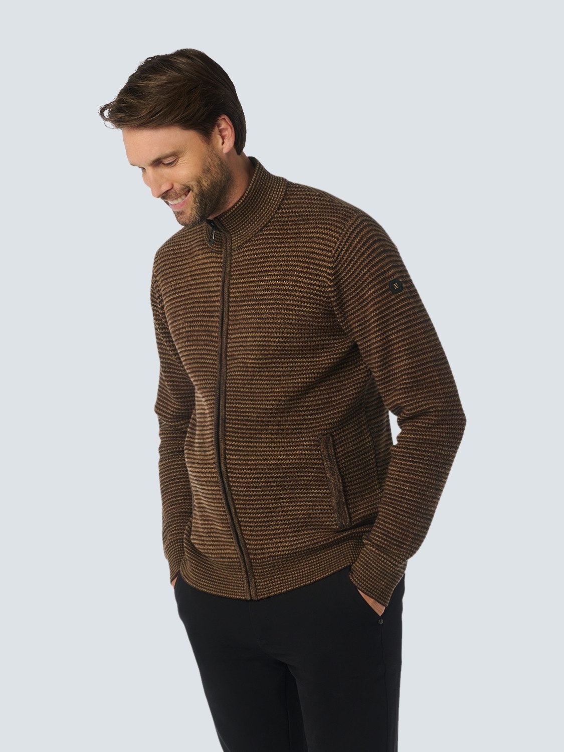 NO EXCESS Strickjacke aus meliertem Strukturstrick
