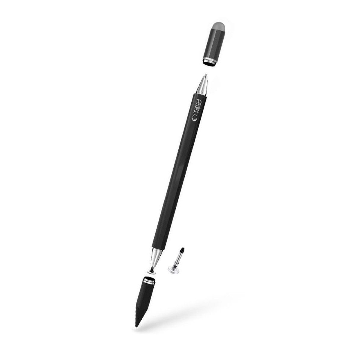 TECH PROTECT Eingabestift USP200 (Set mit Zubehör, Stylus mit 4 Ersatzspitzen) 3-in-1 Stylus mit austauschbaren Präzisionsspitzen