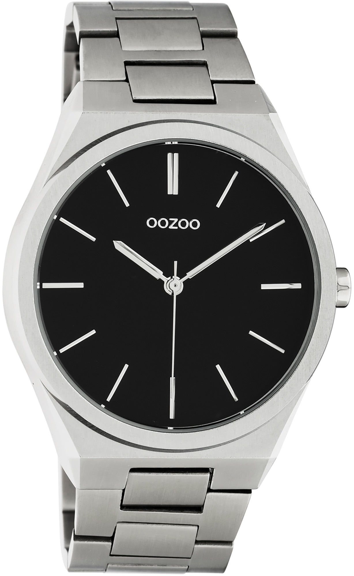 OOZOO Quarzuhr Oozoo Unisex Armbanduhr silber Analog, Herren, Damenuhr rund, groß (ca. 40mm) Edelstahlarmband, Fashion-Style