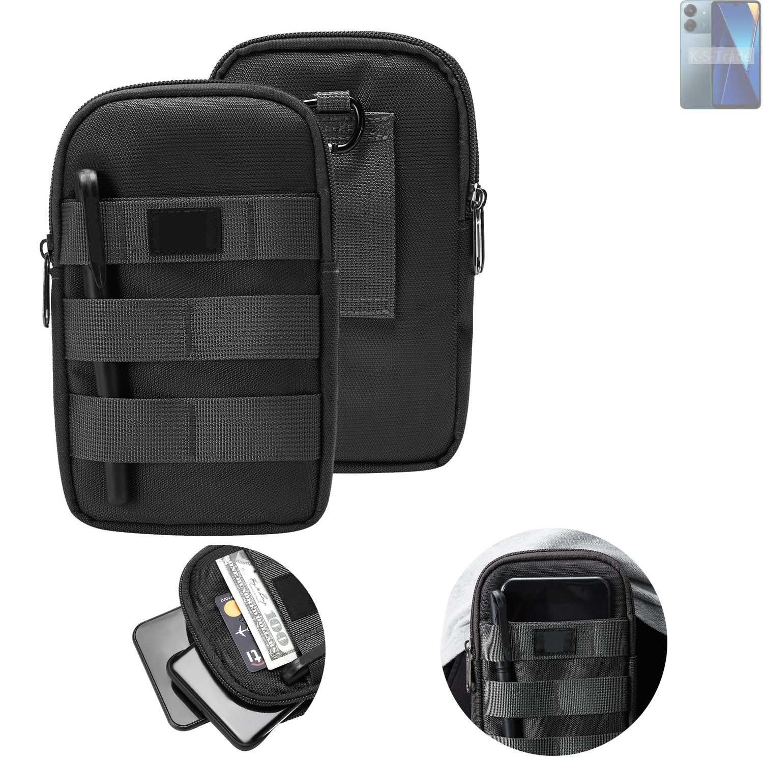 K-S-Trade Handyhülle für Xiaomi POCO C65, Holster Gürtel Tasche Handy Tasche Schutz Hülle dunkel-grau viele