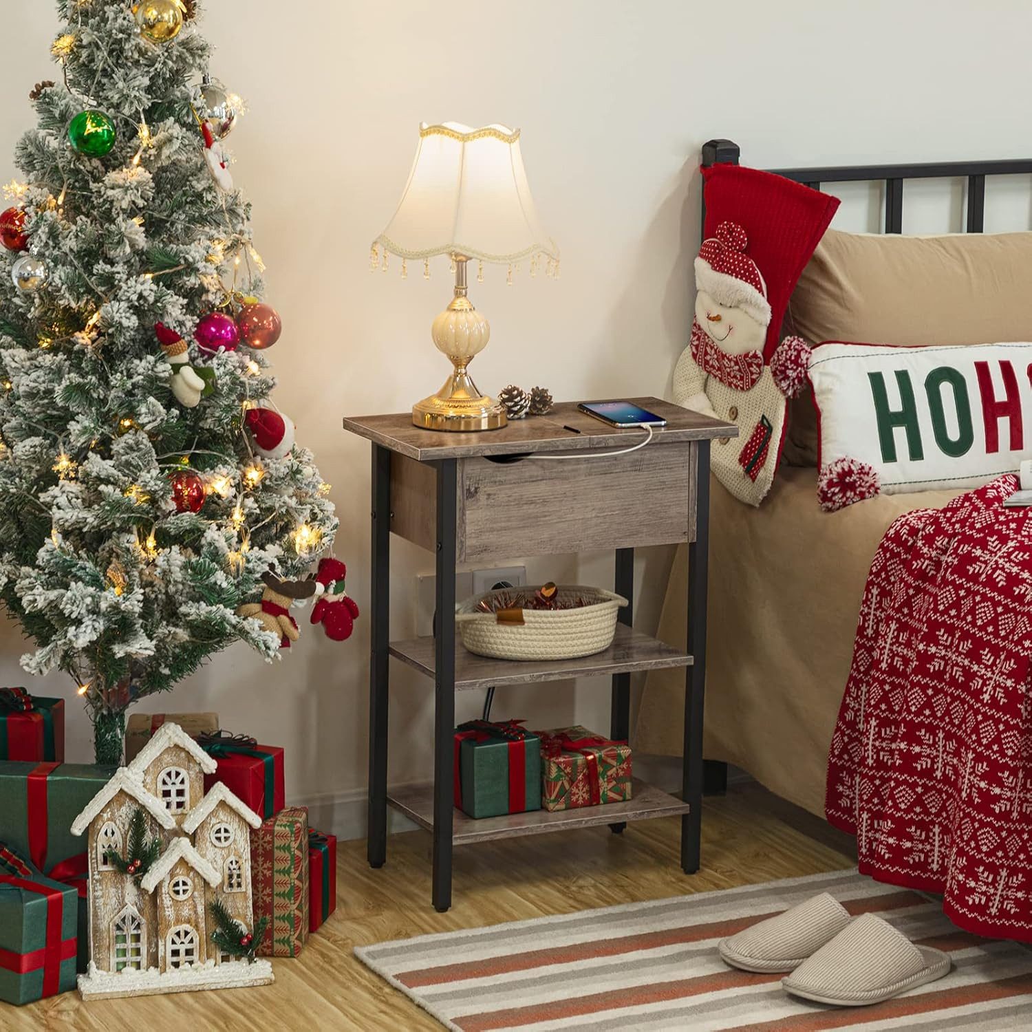 Hoobro Beistelltisch Sofatisch mit Ladestation und Ablagefläche, Schmal für günstig online kaufen