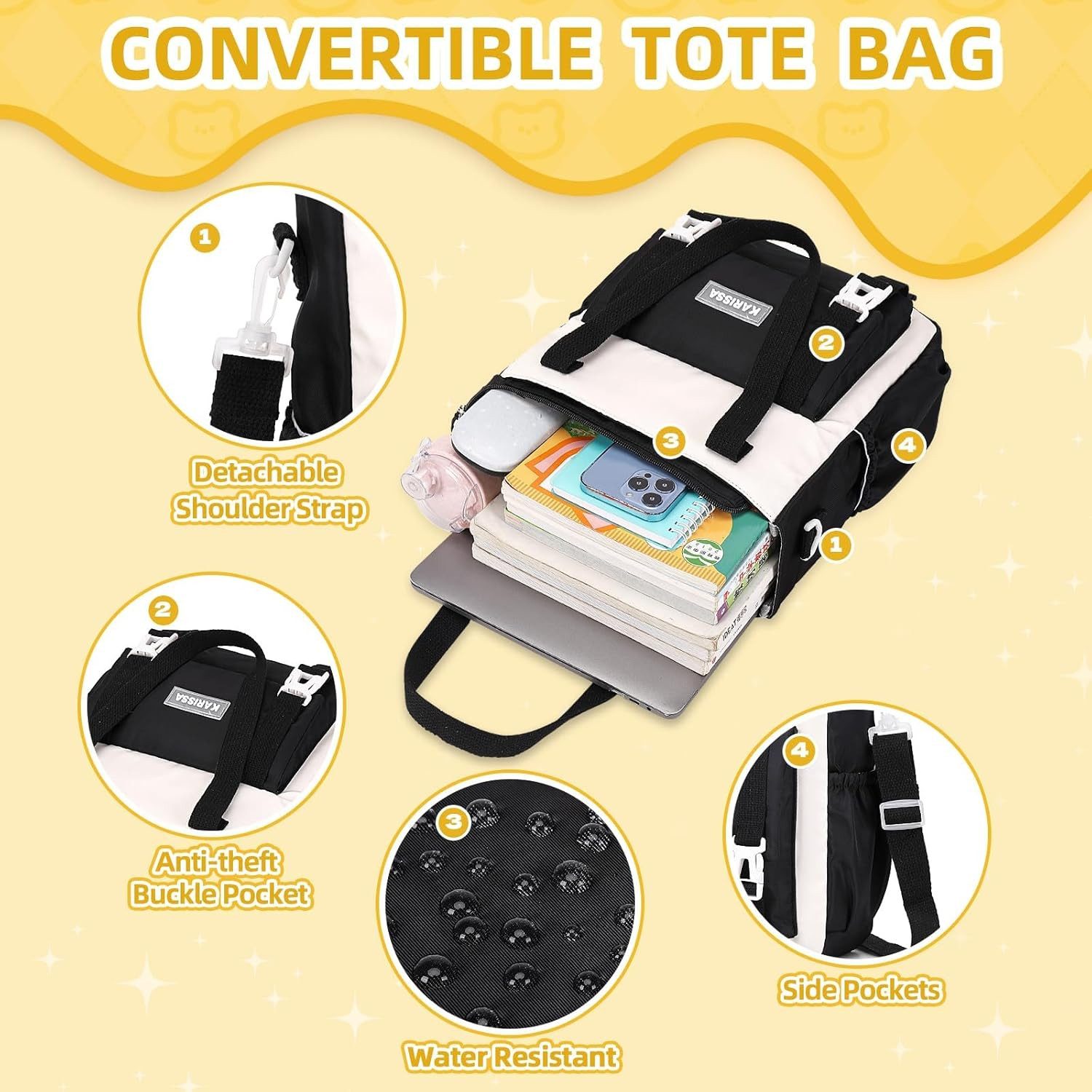 LIANNA Schulrucksack Kinderrucksack Mädchen 3-teilig, Diebstahlsicherung, Federmäppchen (Set, 3-tlg., Kinderrucksack Mädchen 3-teilig, Diebstahlsicherung, Feder – Bild 4 von 5