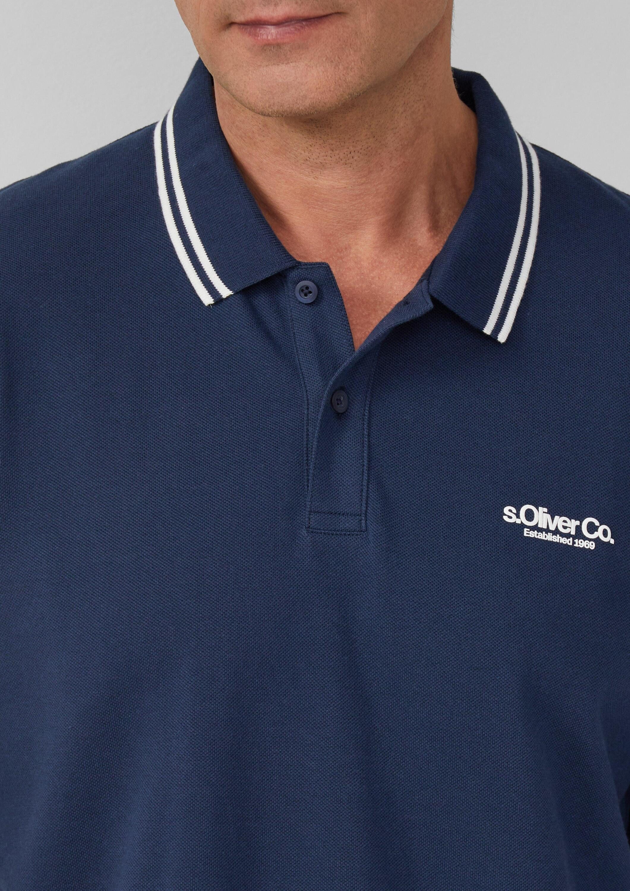 s.Oliver Kurzarmshirt Polo-Shirt Piqué-Poloshirt mit Kontrastdetails und Logo