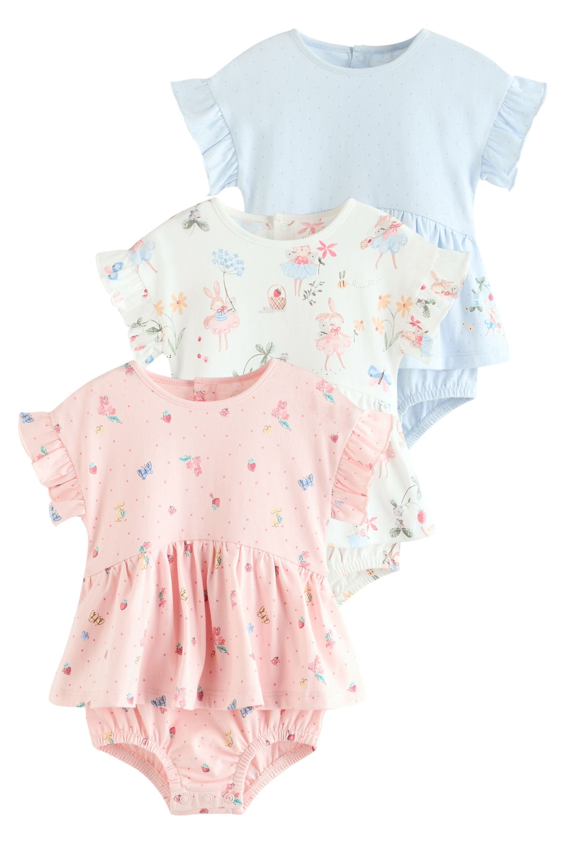 Next Strampler Babystrampler aus 100 % Baumwolle, 3er-Pack (3-tlg)