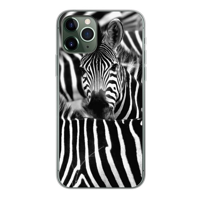 MuchoWow Handyhülle Zebra schwarz-weiß Fotodruck Handyhülle Apple iPhone 11 Pro Smartphone-Bumper Print Handy