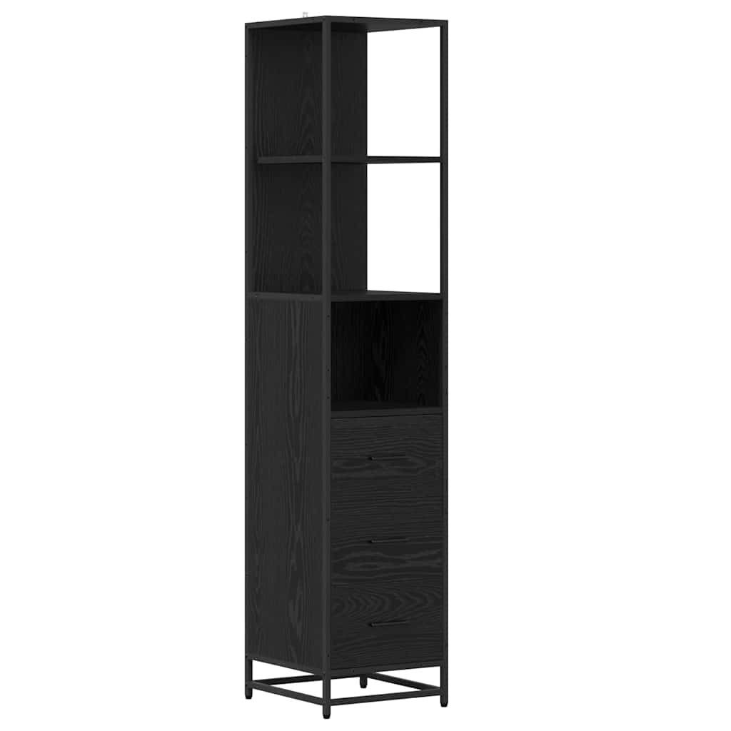 vidaXL Badezimmer-Set Badezimmermöbel-Set Schwarz Eichen-Optik 35 x 37,5 x 166 cm, (1-St)