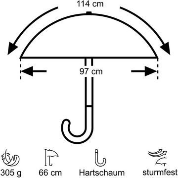 EuroSCHIRM® Stockregenschirm Swing, silber, geringes Gewicht, mit Schultertragegurt an der Hülle und UV-Schutz 50+