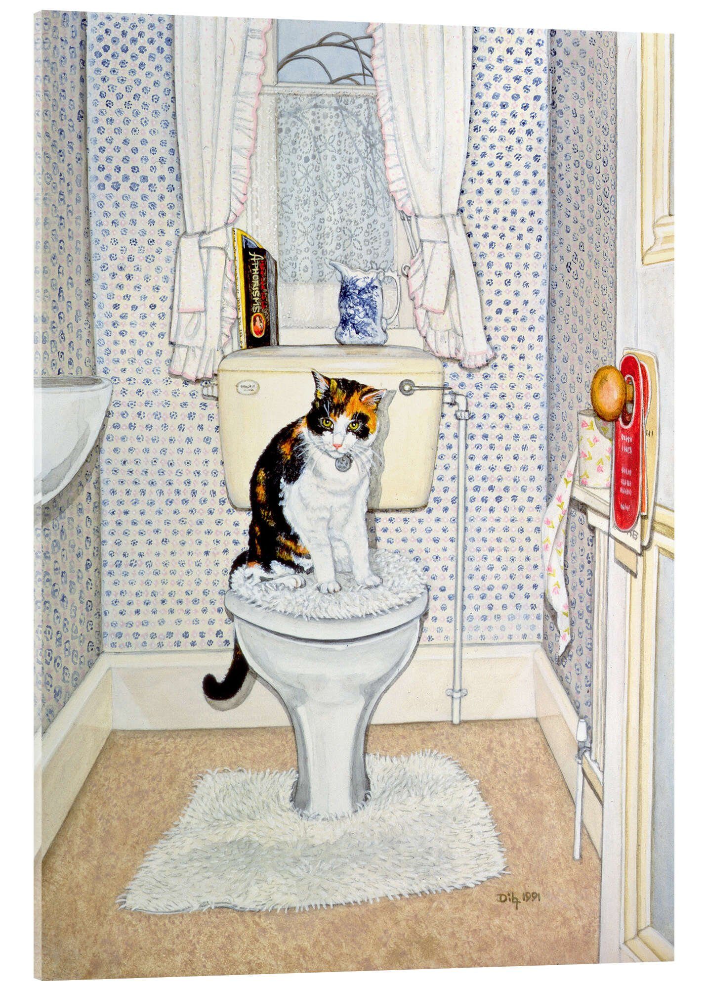 Posterlounge Wandbild Katze auf der Toilette, Ditz, erhältlich als Poster, Leinwandbild, Wandsticker oder Acrylglasbild