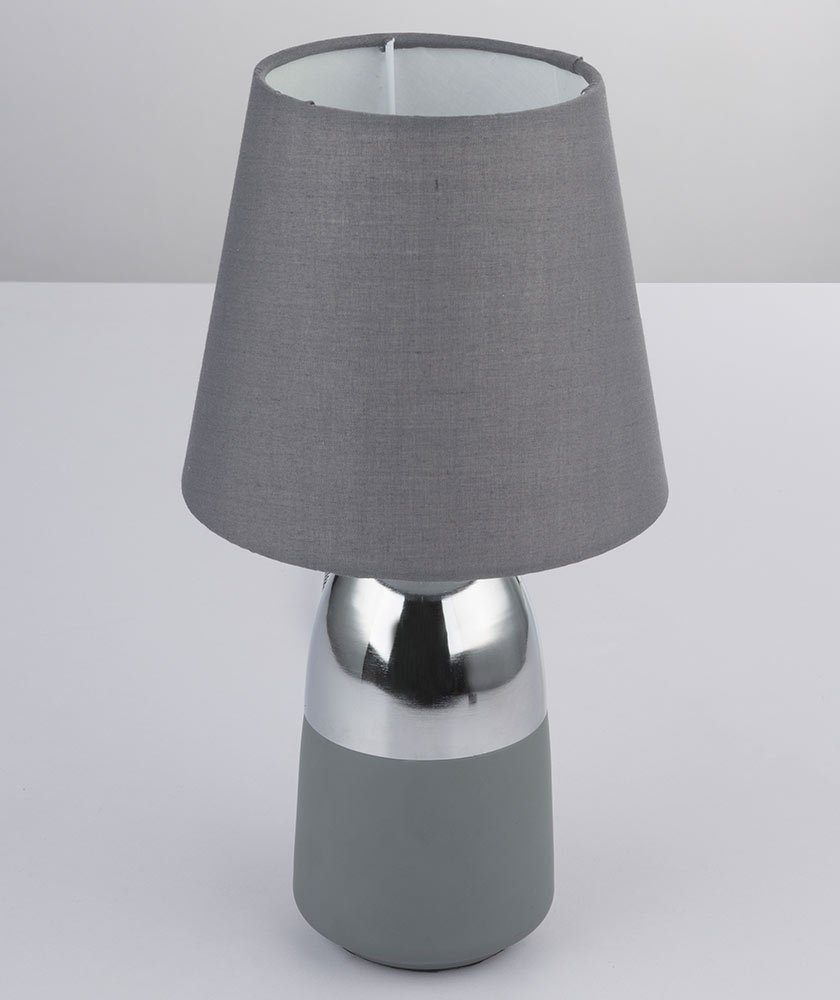 Design Textil Schreibtischlampe, Tisch Wohn Schlaf Touch etc-shop chrom grau Leuchten Zimmer Schalter Nacht -