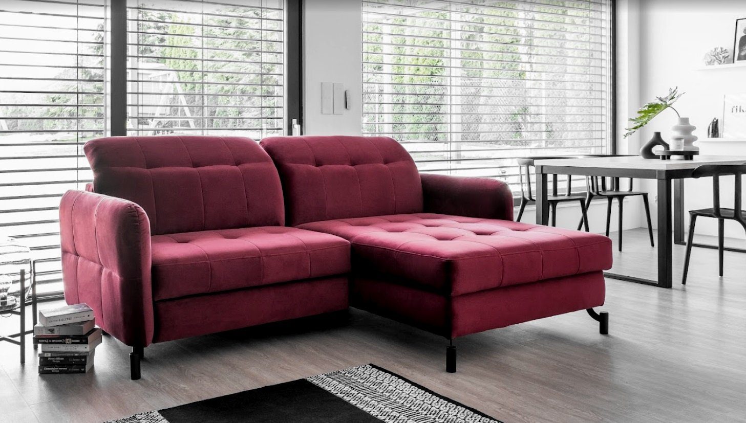59 Eltap Stil, Ausklappbare Couch Kopfstützen im verstellbare Schlaffunktion, Riviera Ecksofa LORELLE Bettkasten, Skandinavischen