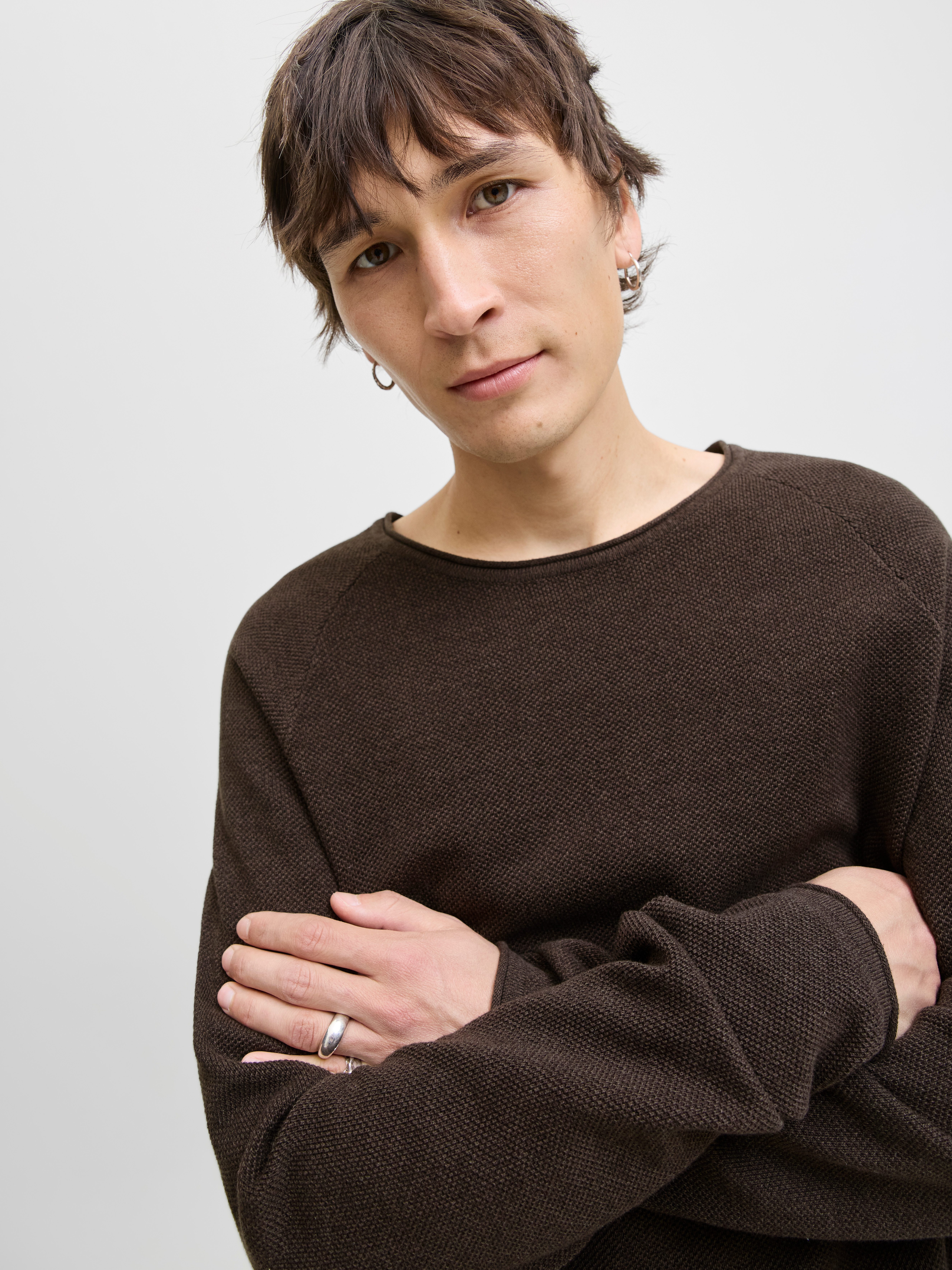 Jack & Jones Rundhalspullover JJEHILL KNIT CREW NECK NOOS mit Strukturstric günstig online kaufen