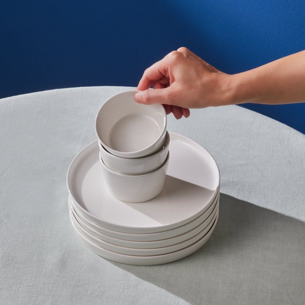 Karaca Geschirr-Set Karaca Forever Bone Bomo 22-Teiliges 6-Personen Frühstücksset, Geschirrset Porzellan Tafelservice Kombigeschirr Spülmaschinenfest