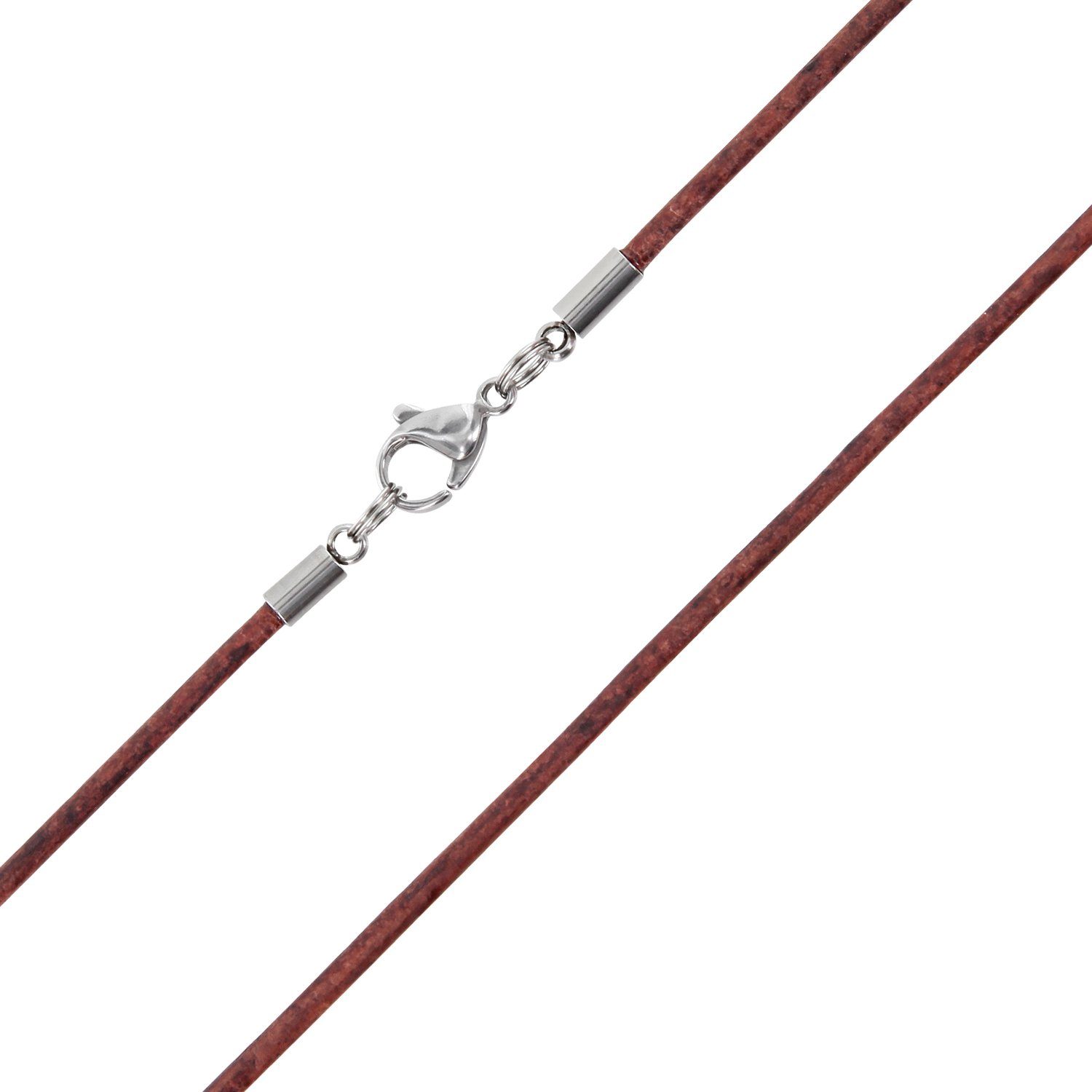 Auroris Lederband 2mm Echtleder Kette mit Edelstahl Karabinerverschluss (Farbe/Länge wählbar), Made in Germany