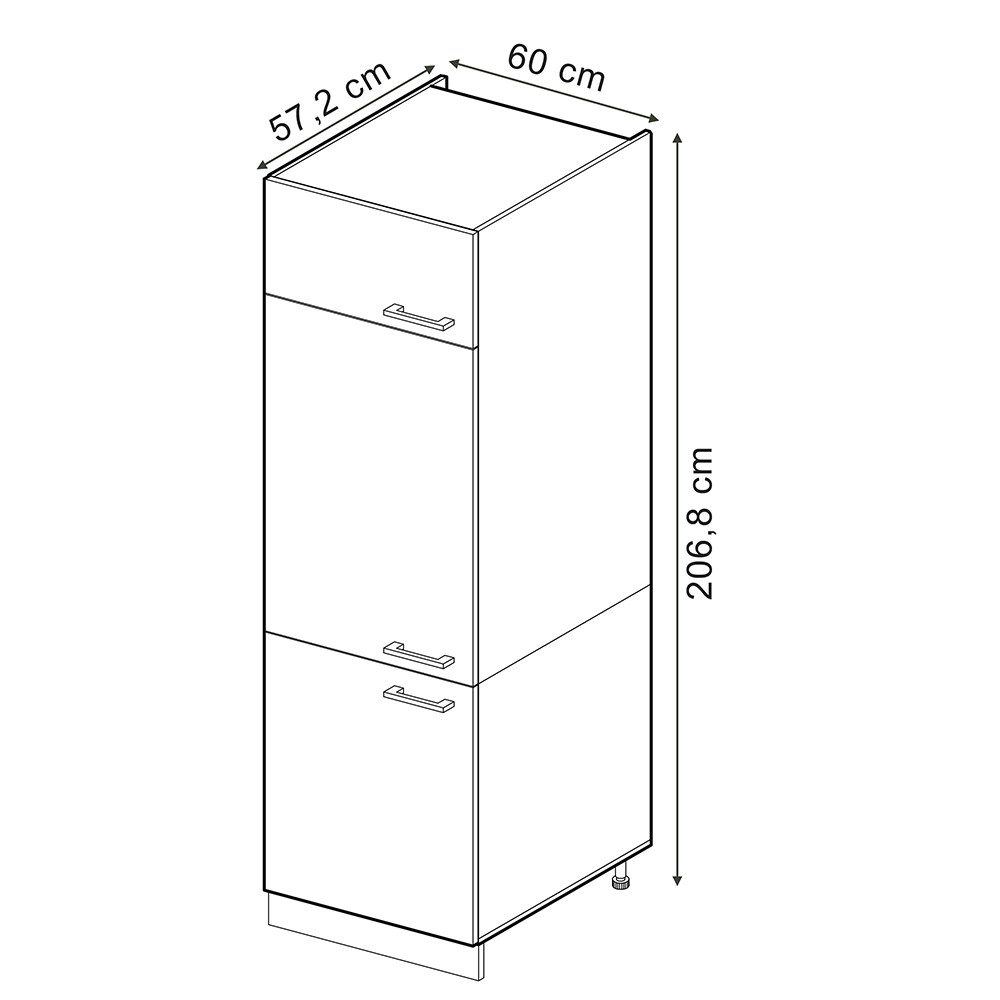 Vicco Kühlumbauschrank R-Line, Schwarz Beton/Weiß, 60 cm (1-St)