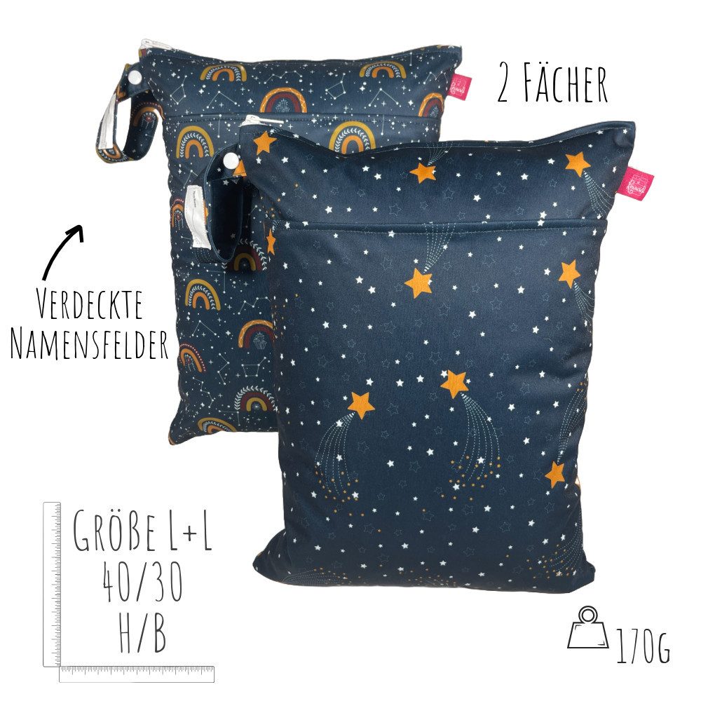 WeBaDa Windeltasche Wetbag Set Nasstaschen, Wäschebeutel - verschiedene Motive (Spar-Set, 2er-Set), waschbar, hygienisch, langlebig
