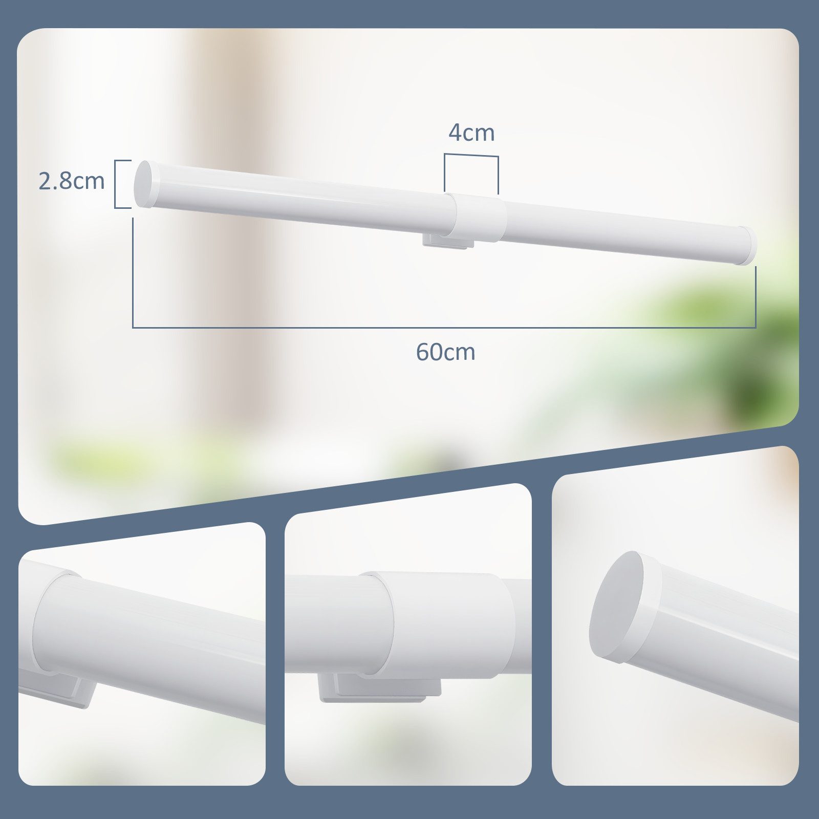 ZMH LED Spiegelleuchte Modern 40/60CM Wandlampe 6W 4000K für schrank Keller, Augenschutz, Einfache Installtion, LED fest integriert, Neutralweiß, Schwarz Klemmbar Wandleuchte Küche