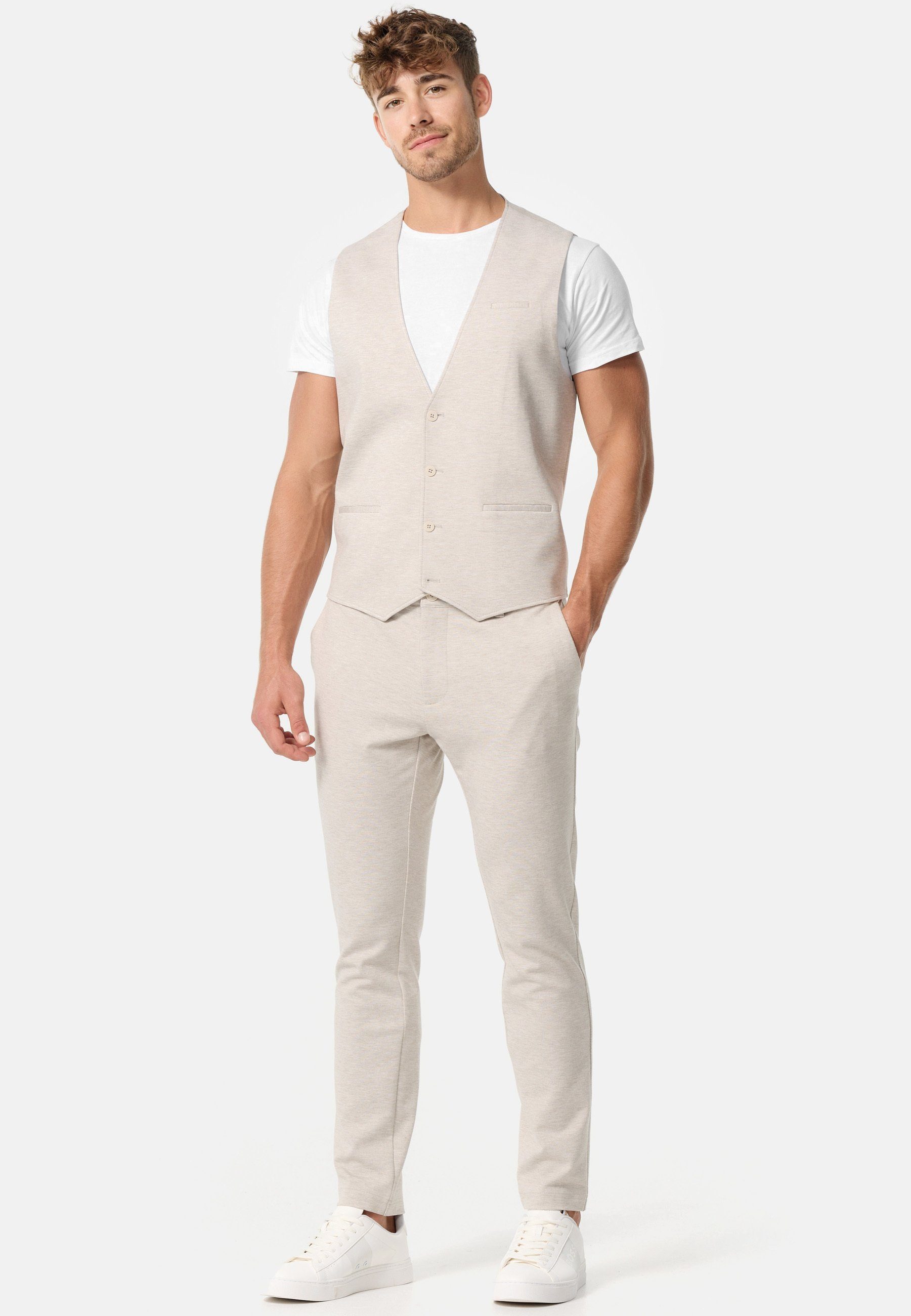 Jeff Anzugweste Herren JFEzra Anzug Weste Herrenweste stilvolle Anzugweste mit gemustertem Innenfutter