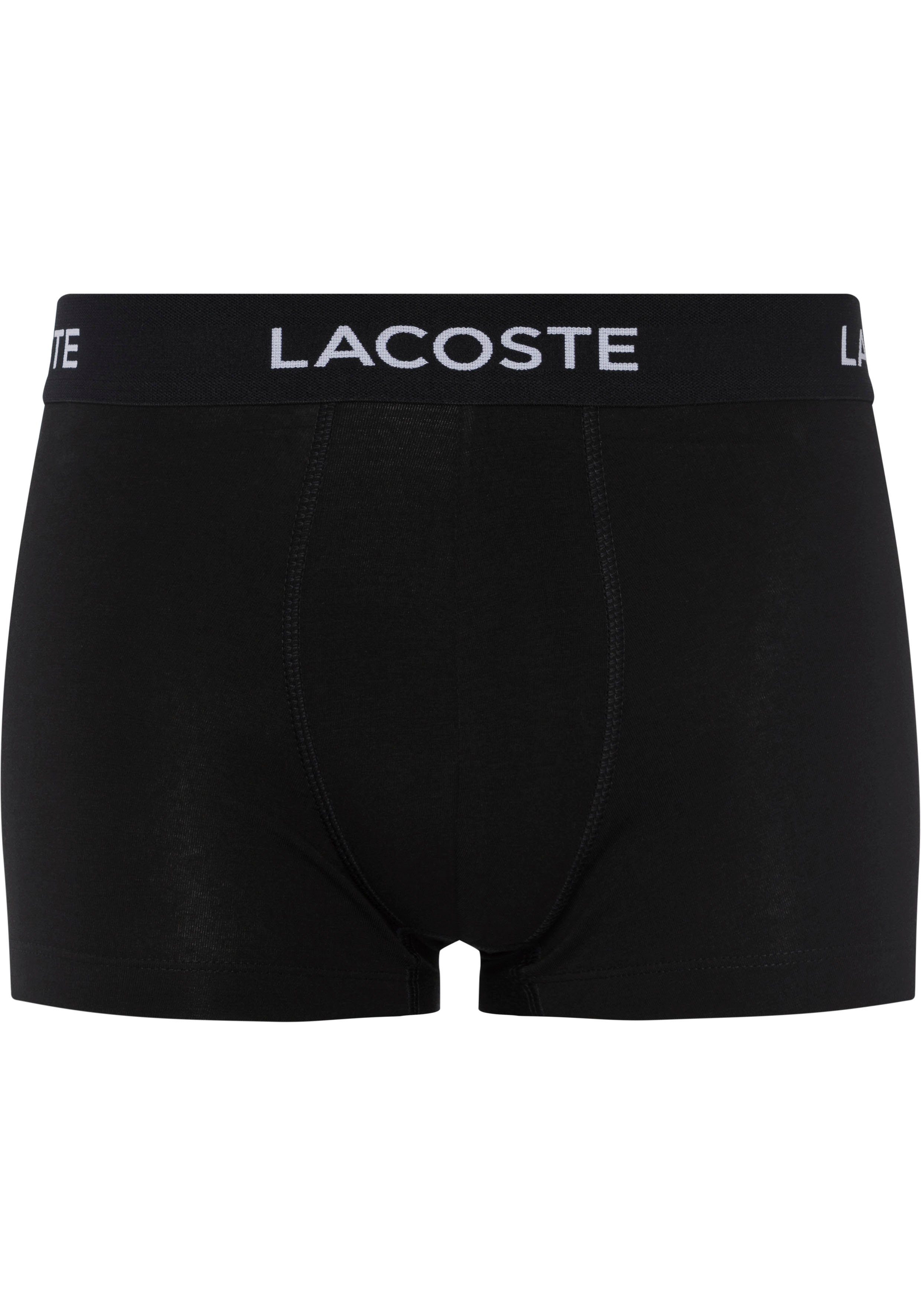 schwarz-weiß 5-St., am Boxershorts 5er-Pack) Lacoste-Schriftzug Bund mit (Packung, Lacoste