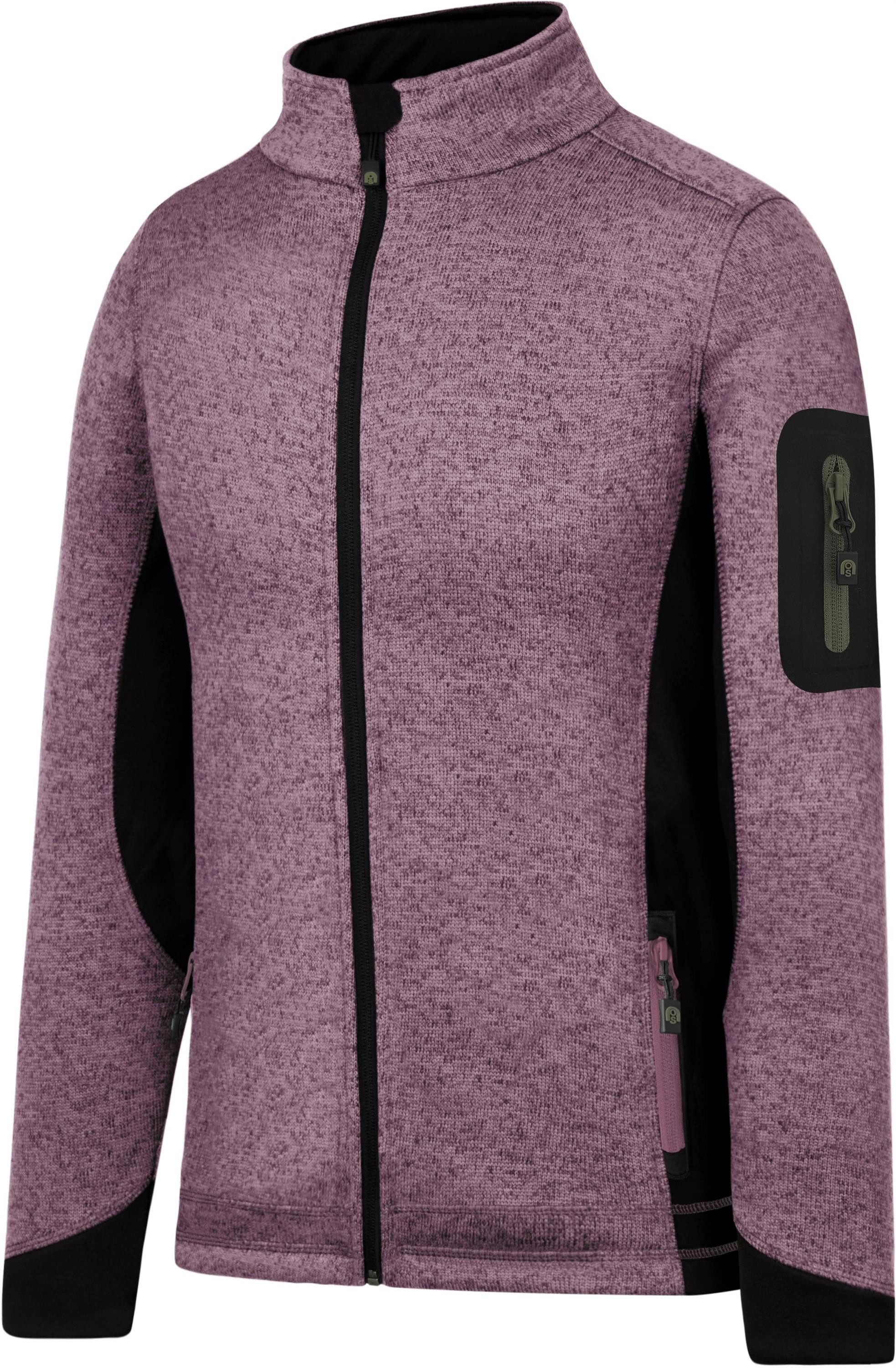 normani Fleecejacke Damen Strickjacke Pukaskwa Strickfleecejacke Fleecejacke mit Stehkragen und Seitentaschen