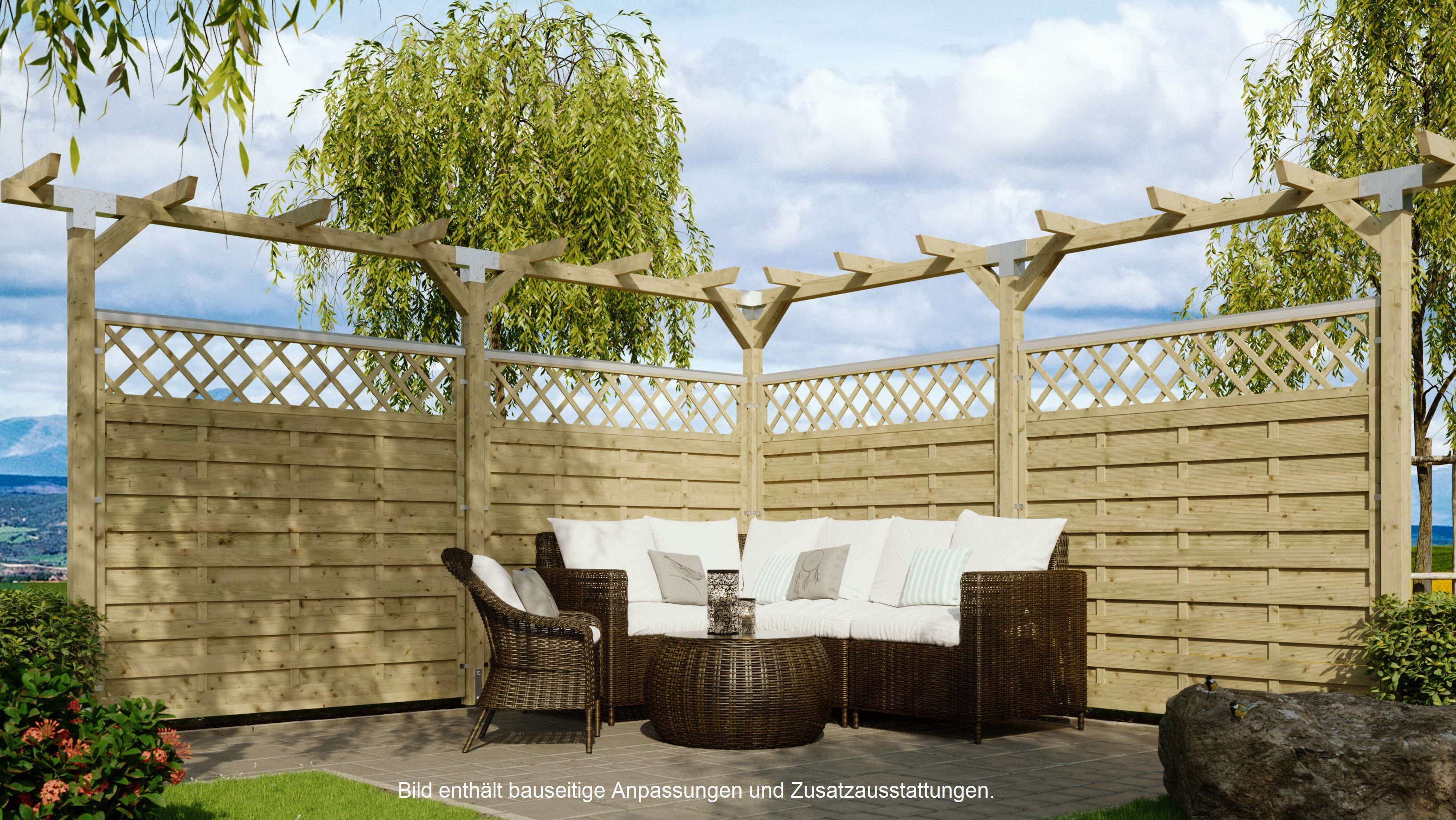 Tetzner & Jentzsch Dichtzaun Memphis 6, (Set), 8 Elemente, LxH: 1521x180 cm