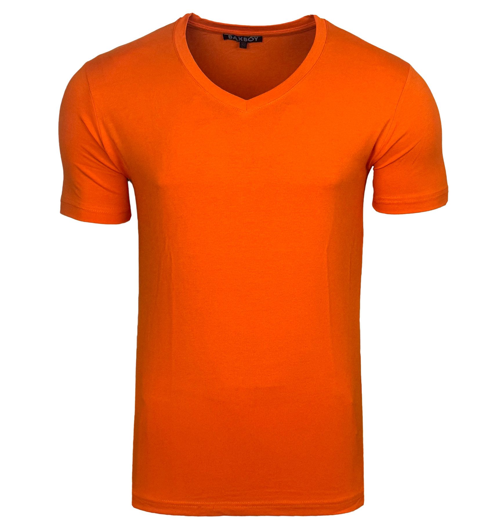Baxboy T-Shirt Baxboy tiefer V-Ausschnitt Uni Basic Herren Kurzarm T-Shirt günstig online kaufen
