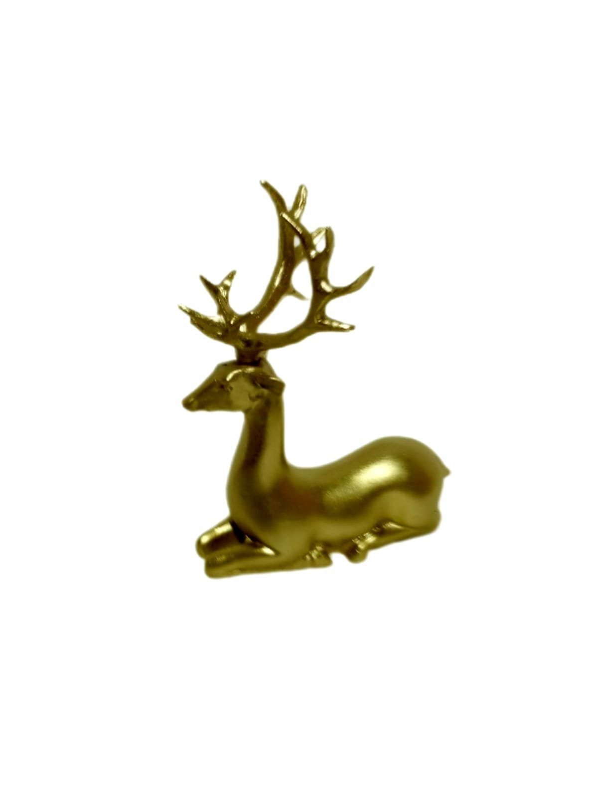 moebel17 Dekofigur Skulptur Hirsch Dekofigur aus Gold, Polyresin Sitzend