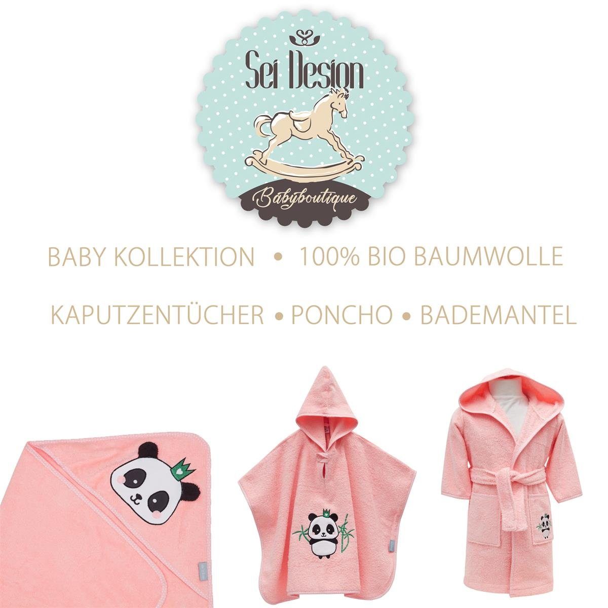SEI Design Kinderbademantel aus 100% Gürtel, 100% BIO inkl. Bio-Baumwolle, Kapuze, Geschenkverpackung Baumwolle rosa Frottee