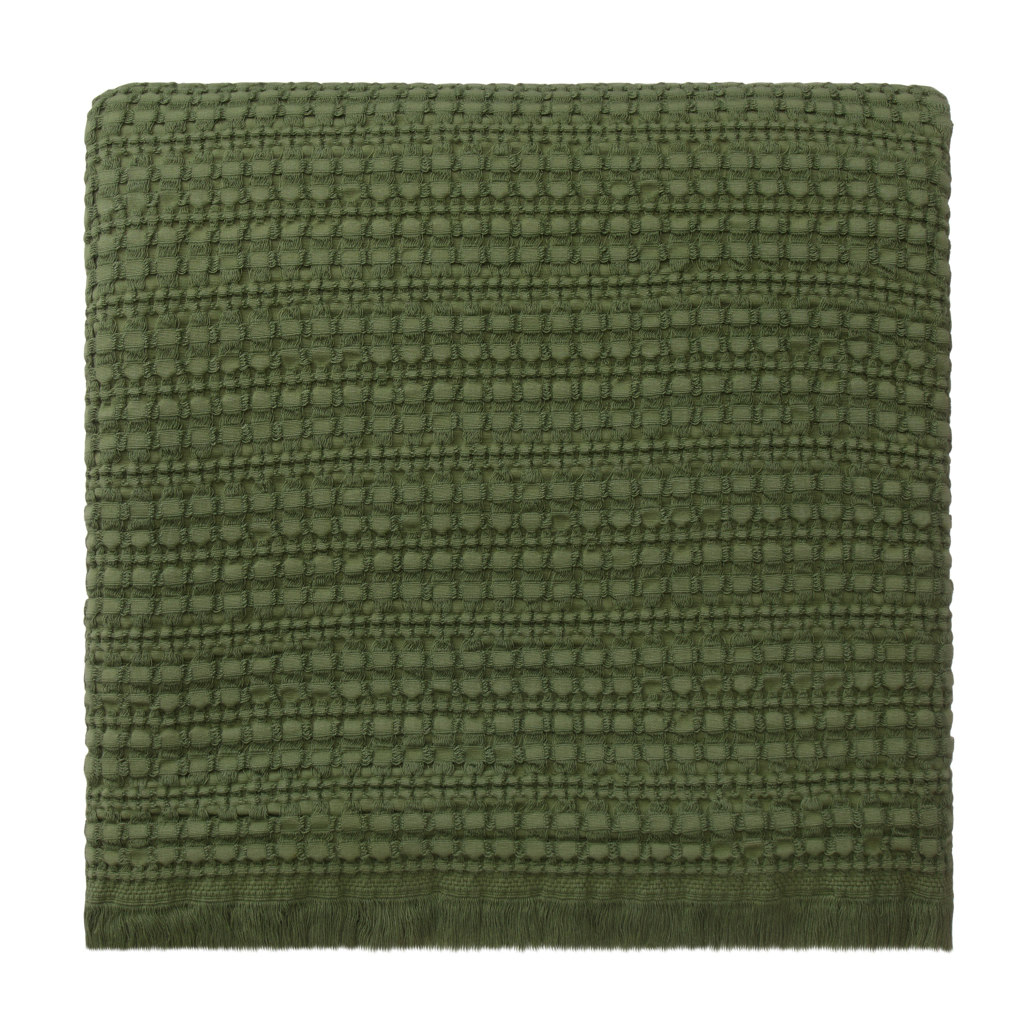 Wohndecke Baumwolldecke Anuda, Urbanara, vorgewaschene Decke mit Waffel-Design Kiefer